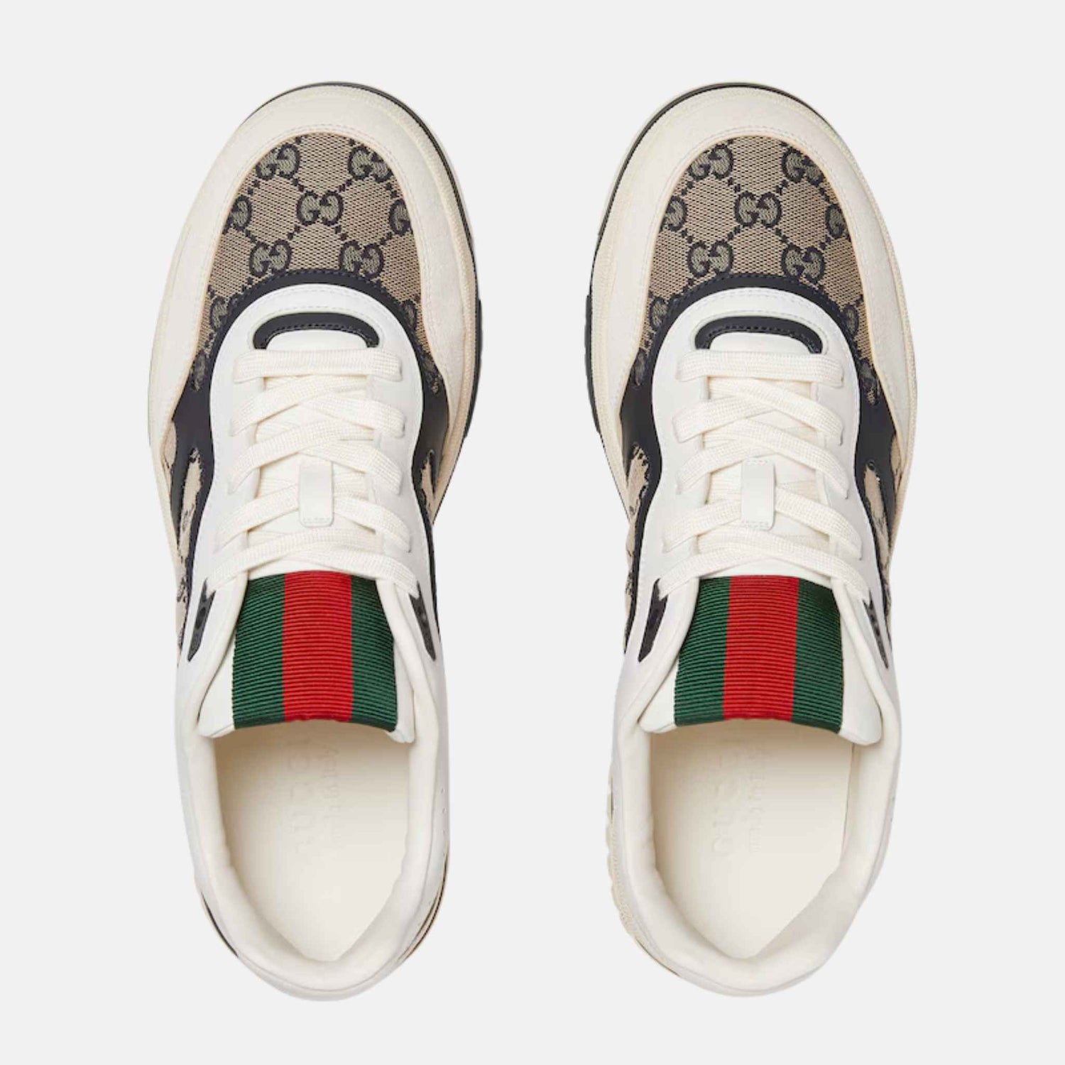 Gucci Mens Re Web Trainer In GG Canvas, Blue, Top