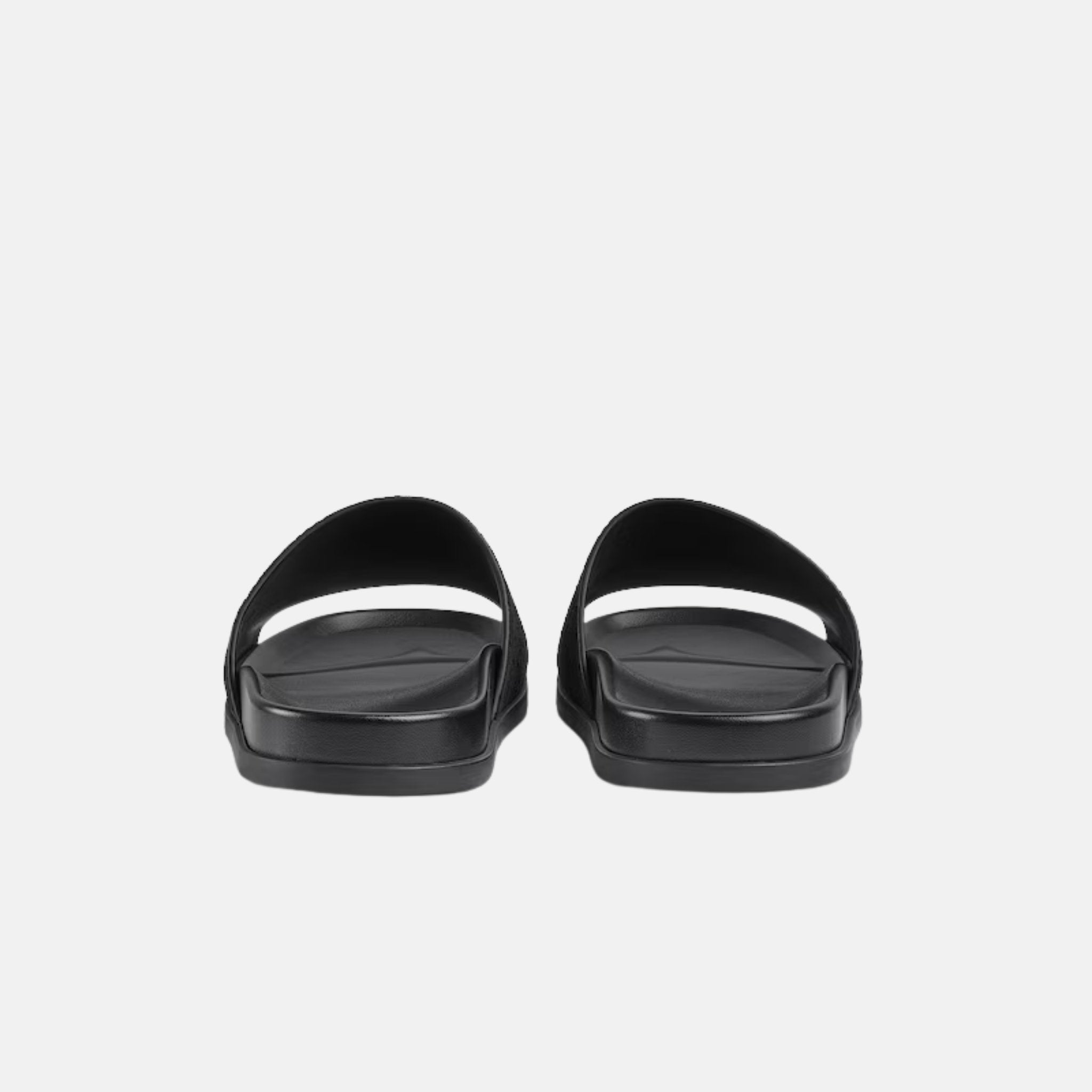 Gucci Mens Slide Sandal In GG Suede, Black, Back