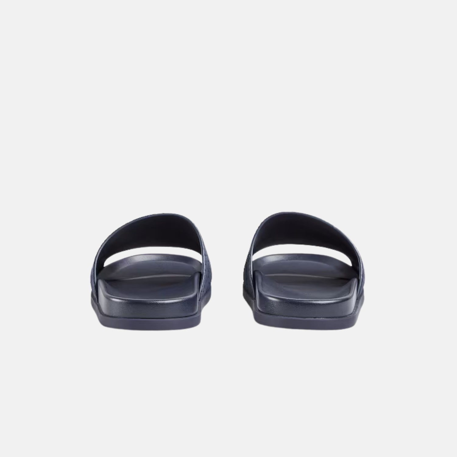 Gucci Mens Slide Sandal In GG Suede, Blue, Back