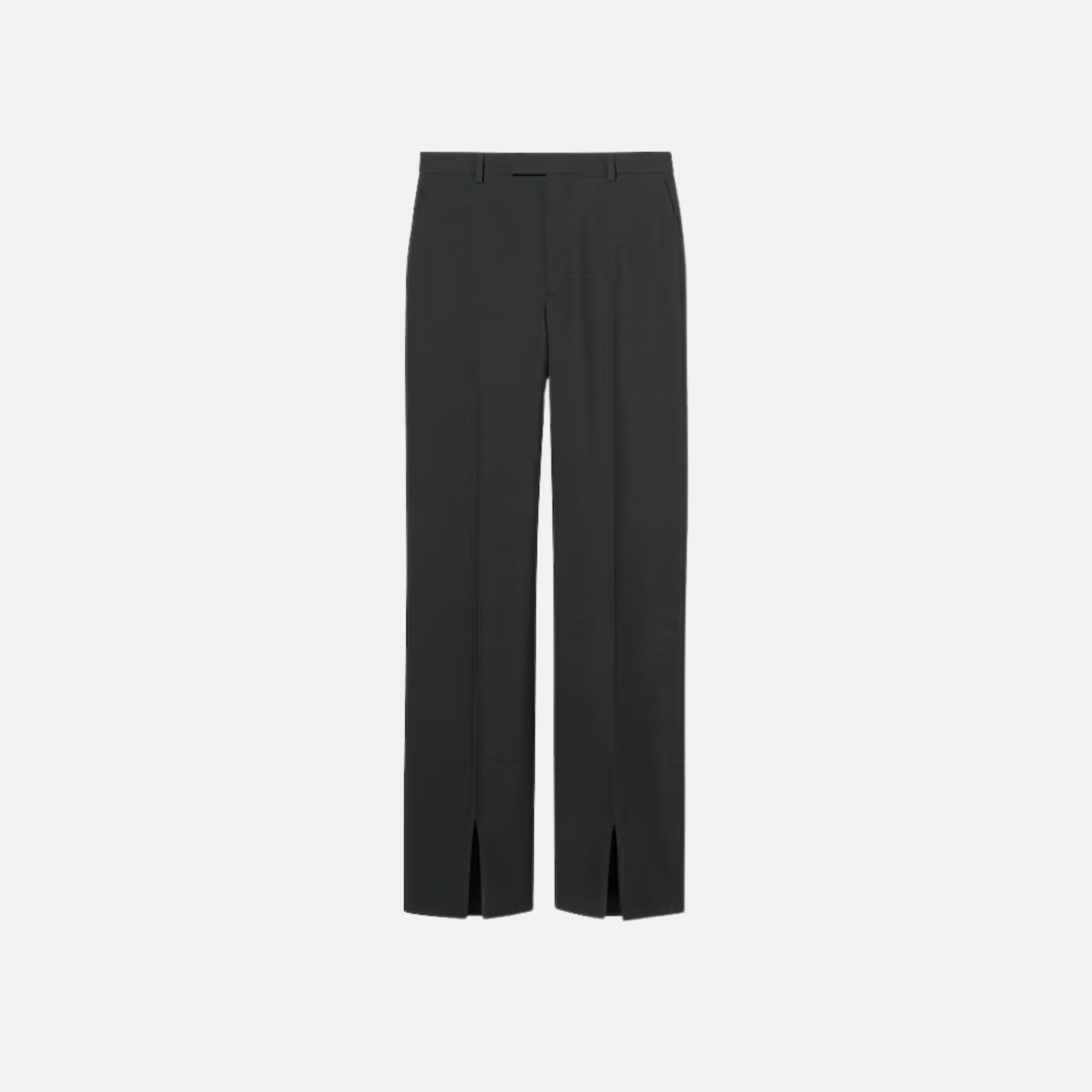 Gucci Oversize Low Waist Wool Pant, Grey, Front