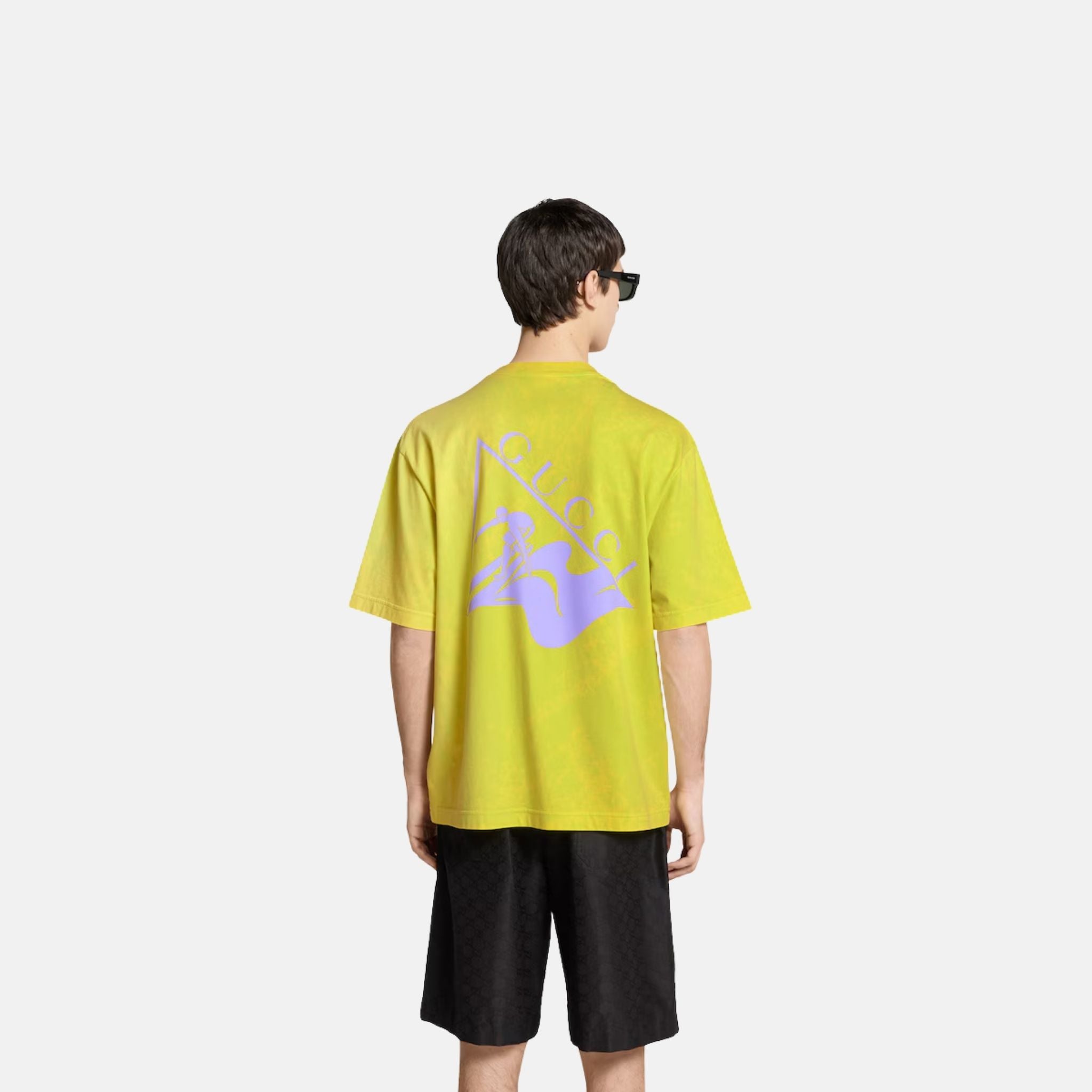 Gucci Printed Cotton Jersey T Shirt, Green, Back
