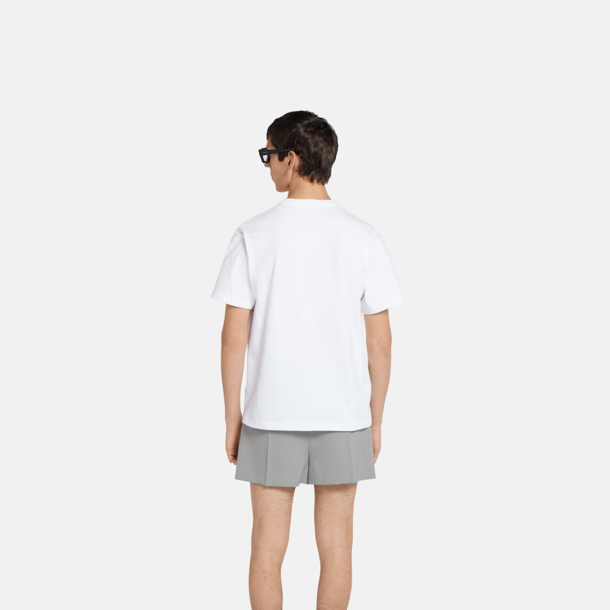 Gucci Printed Cotton Jersey T Shirt With Gucci Logo, White, Front