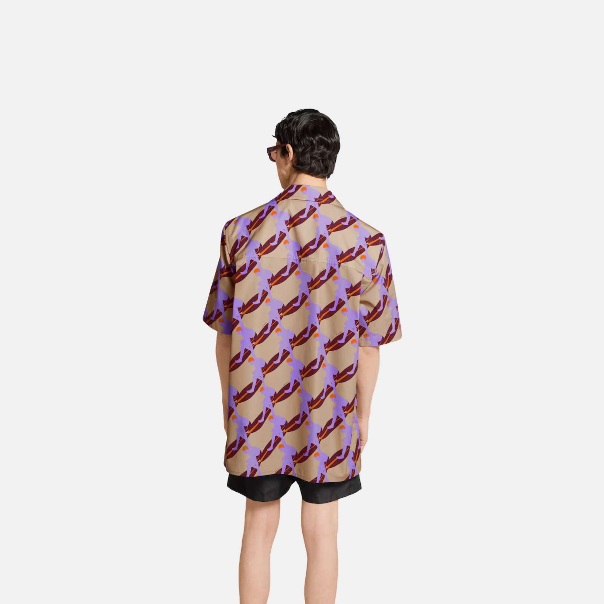 Gucci Printed Light Cotton Poplin Shirt, Beige, Back