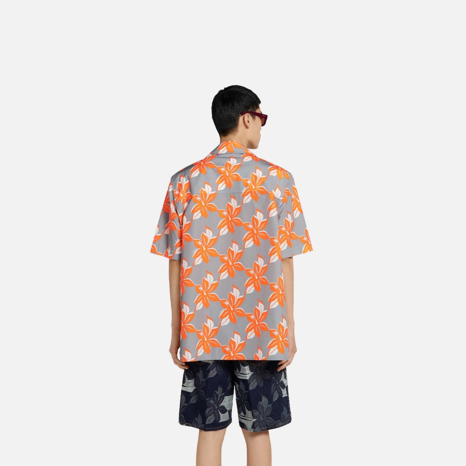 Gucci Printed Light Cotton Poplin Shirt, Orange, Back