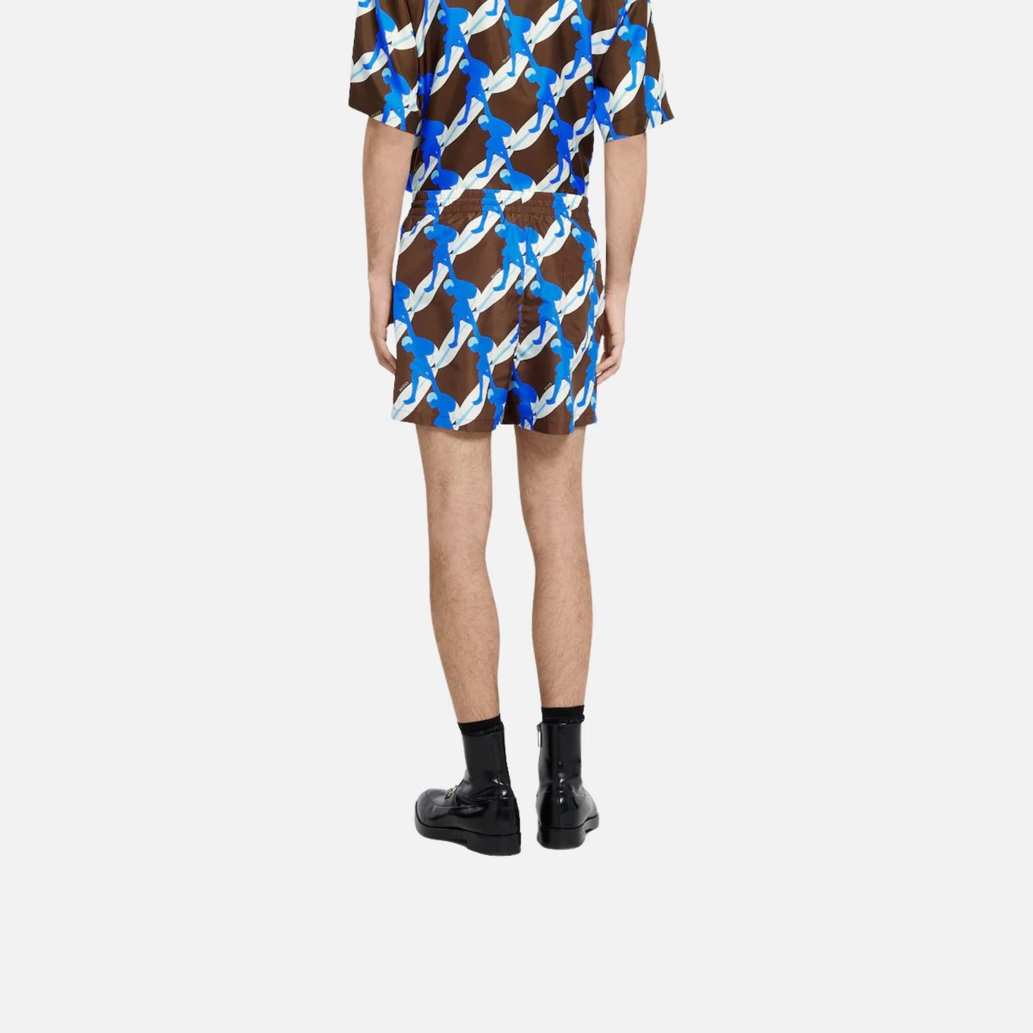 Gucci Printed Technical Poplin Swim Short, Blue, Back