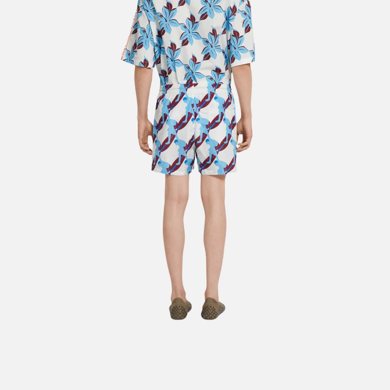 Gucci Printed Technical Poplin Swim Short, White, Back