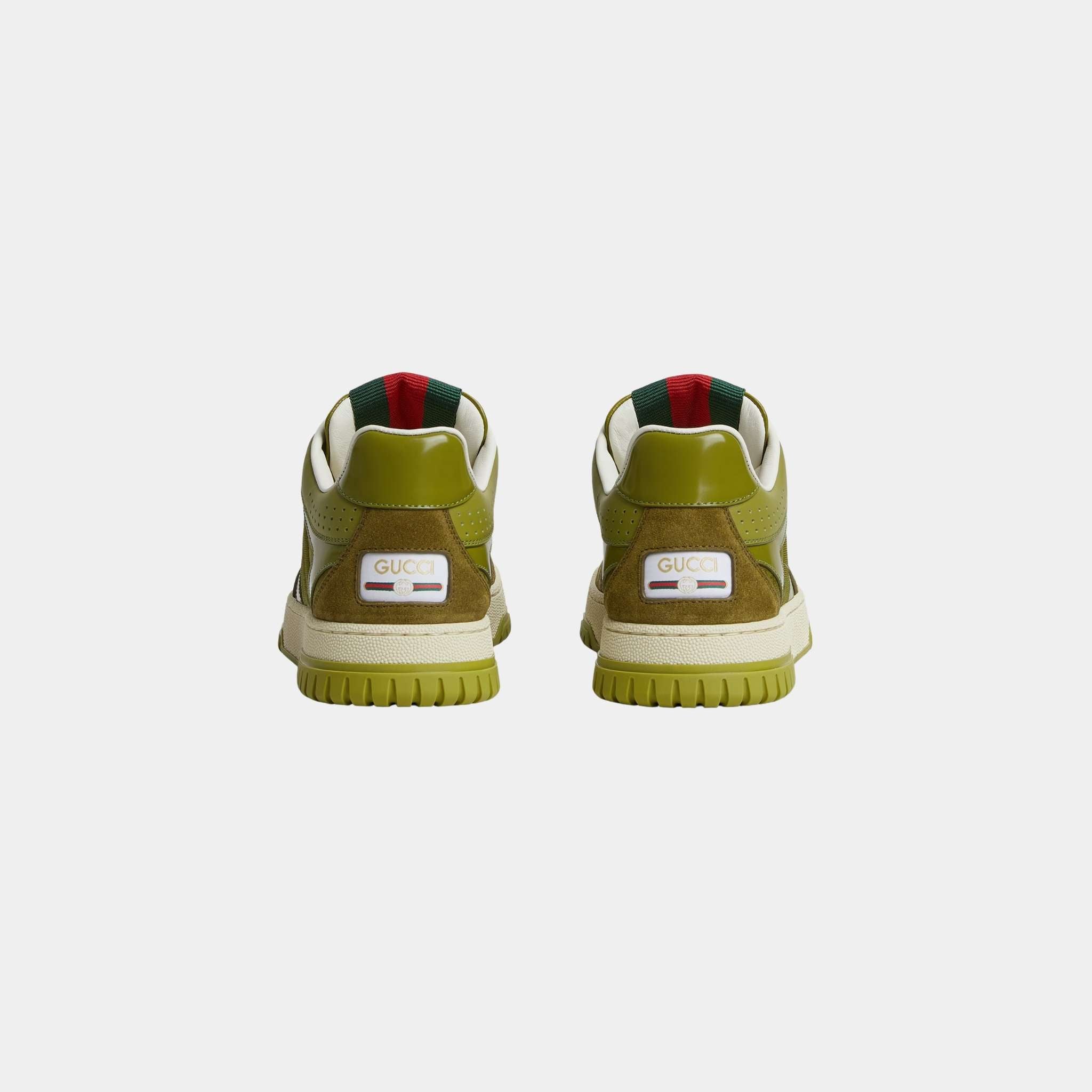 Gucci Re-Web Sneaker GG Canvas With Leather Trim, Dark Green, Back