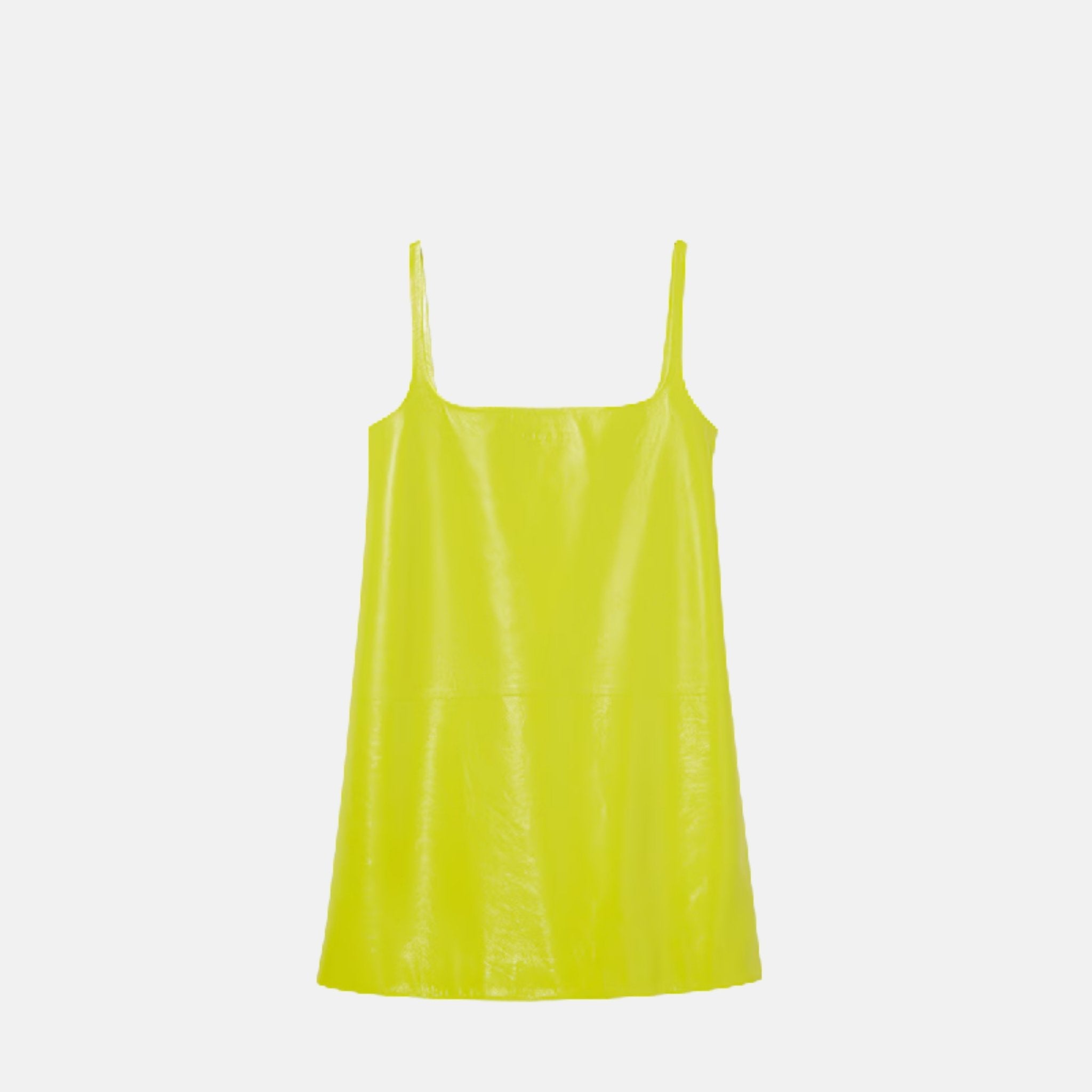 Gucci Shiny Leather Mini A Line Dress, Front