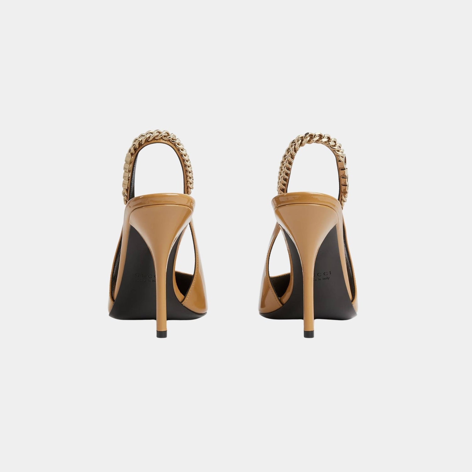 Gucci Signoria Slingback Patent Leather Pump, Beige, Back