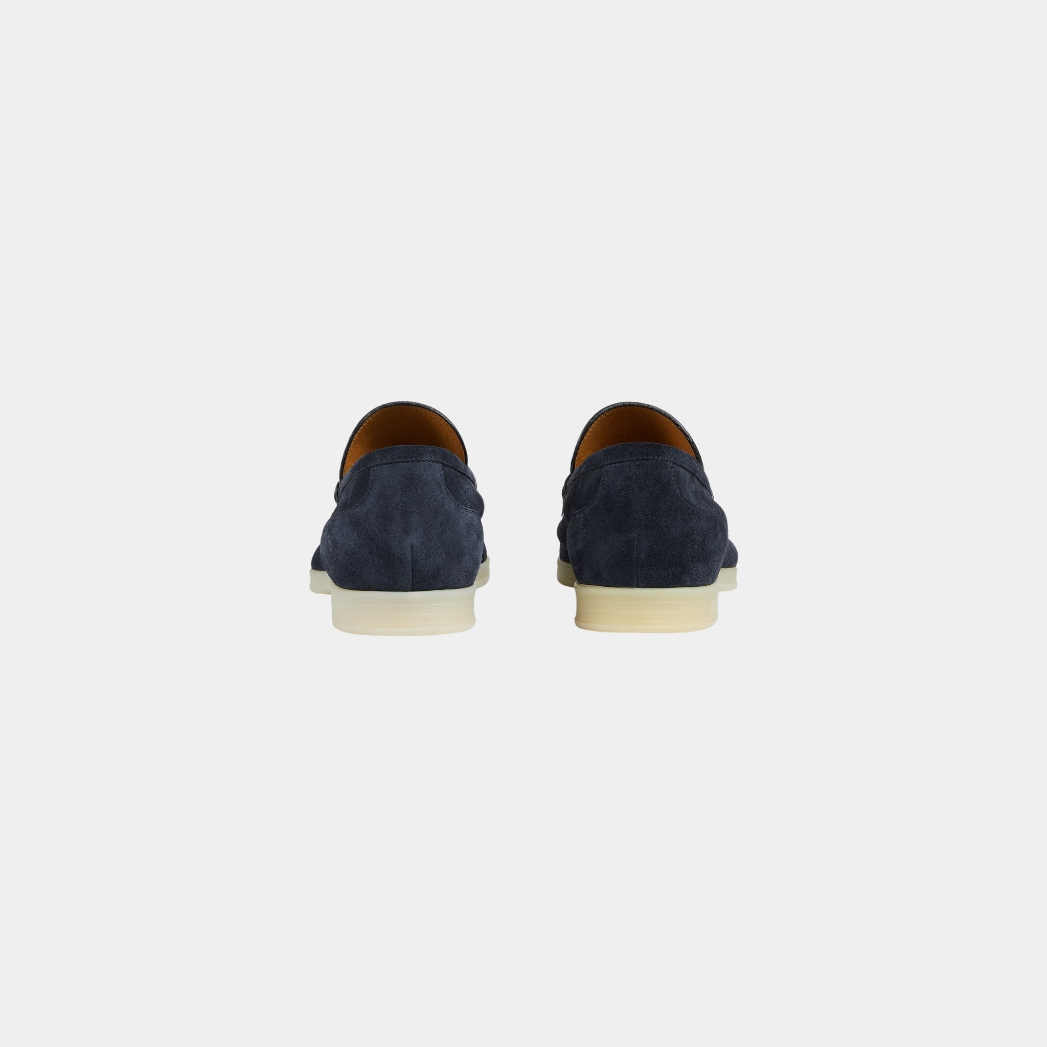 Suede Loafer with Horsebit And Silver-Toned Hardware, Dark Blue, Back
