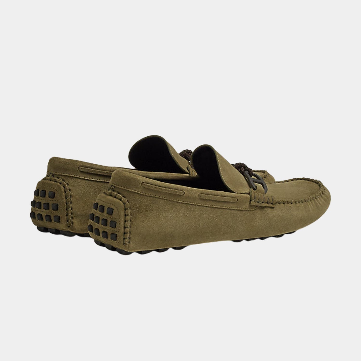 Hermes Alessandro Loafer in Suede Goatskin, Khaki, Back