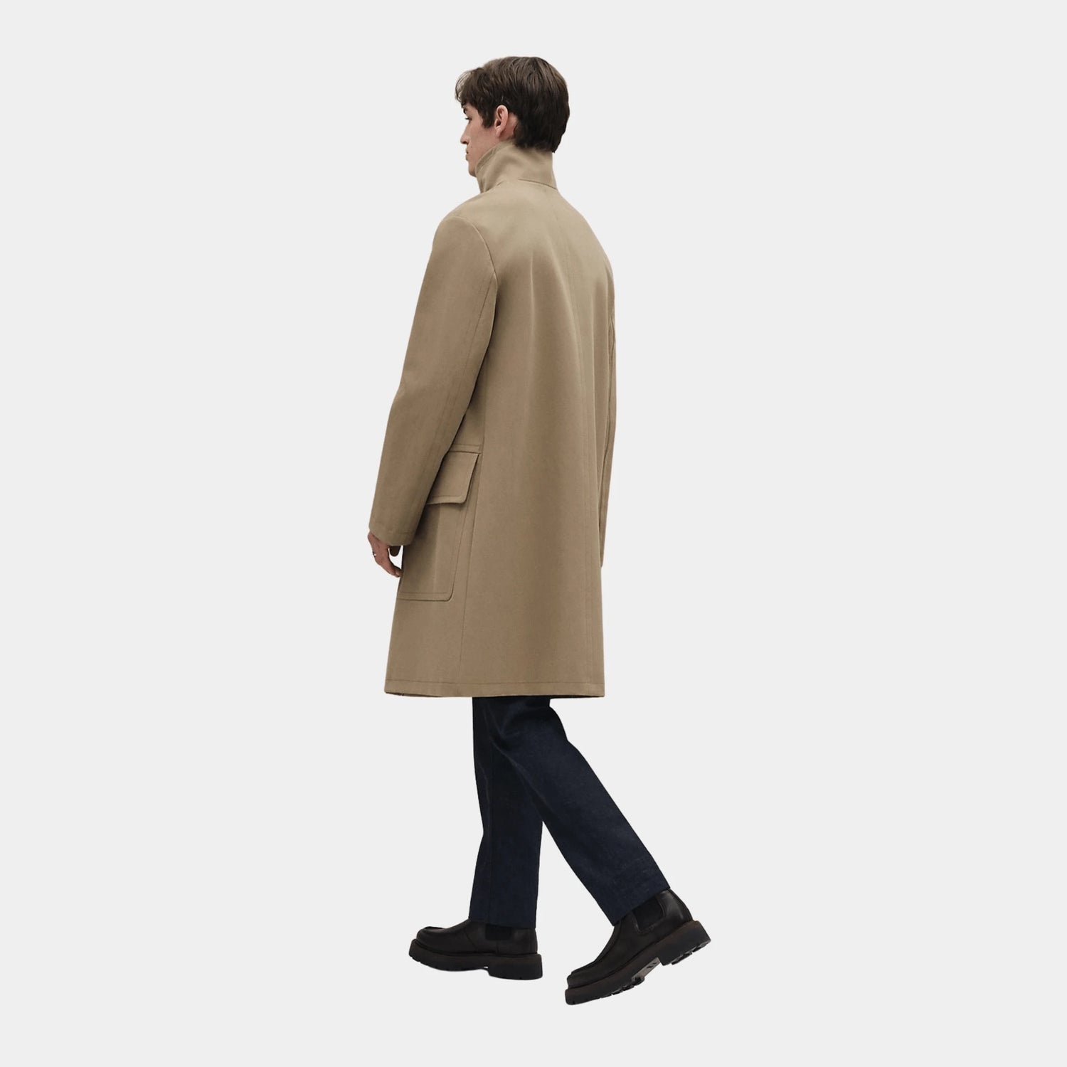 Hermes Alexis Raincoat with Leather Detail, Desert, Back