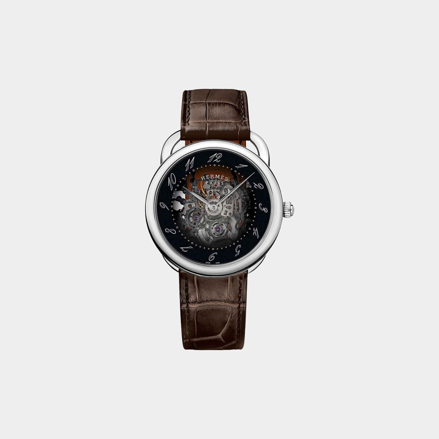 Hermes Arceau Squelette Watch With Gradient Mineral Glass Dial