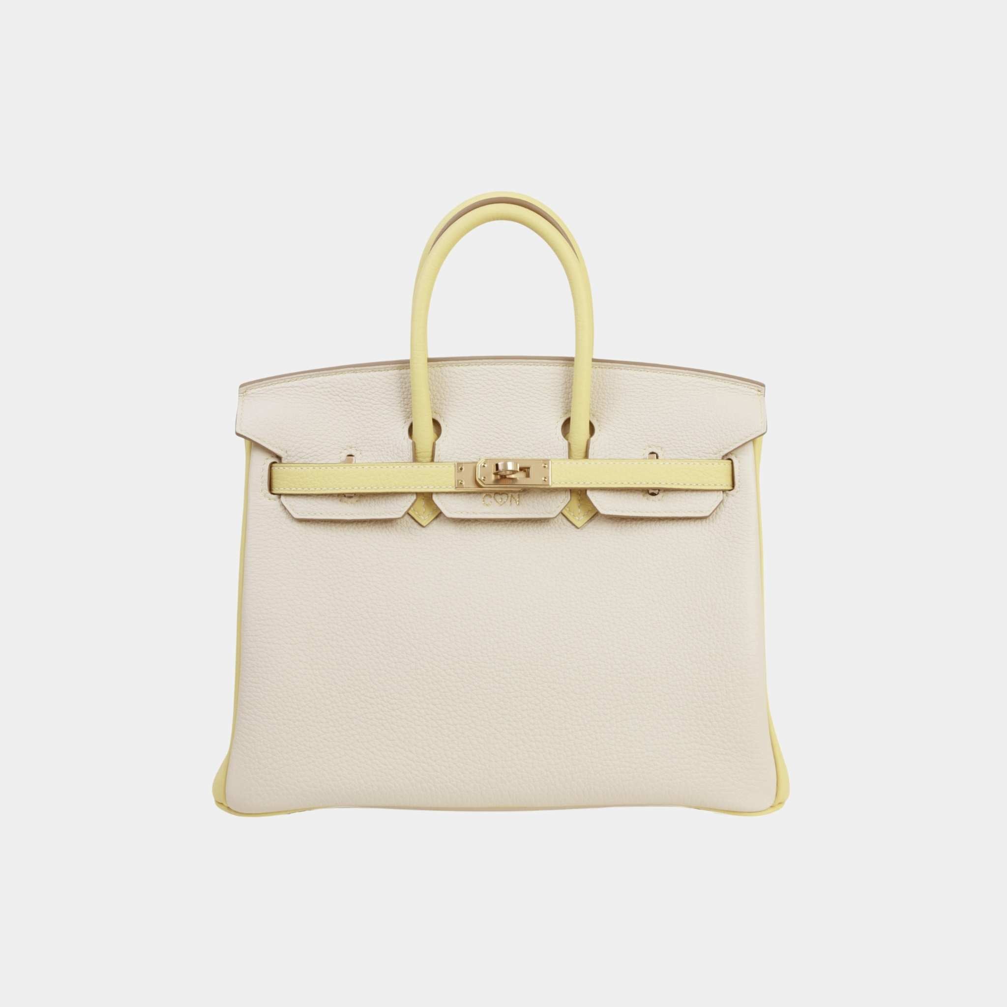 Hermes Birkin 25 HSS Togo Craie/Jaune Poussin PBHW, Front