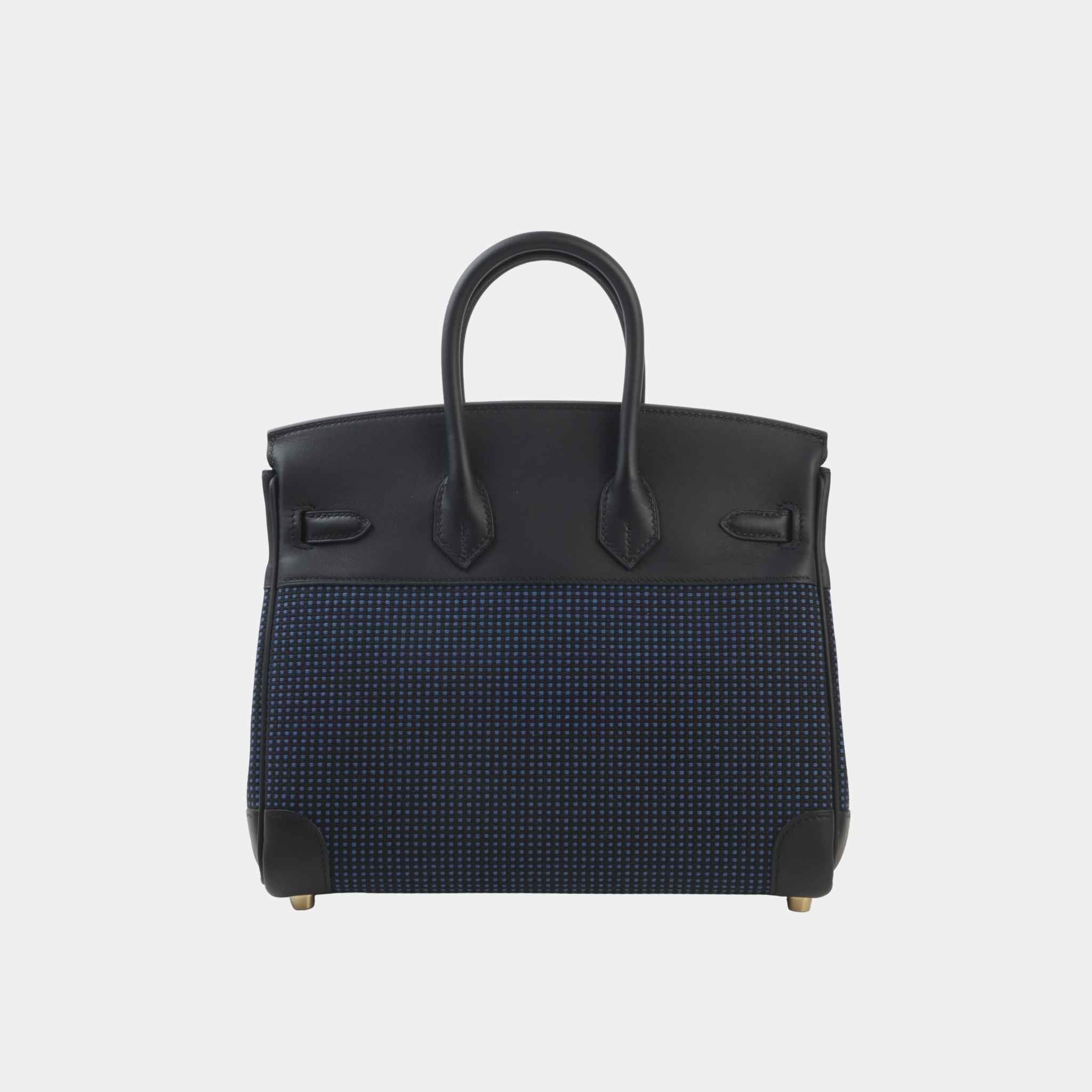 Hermes Birkin 25 Swift-Toile Quadrille Canvas Black/Bleu Egee GHW, Back