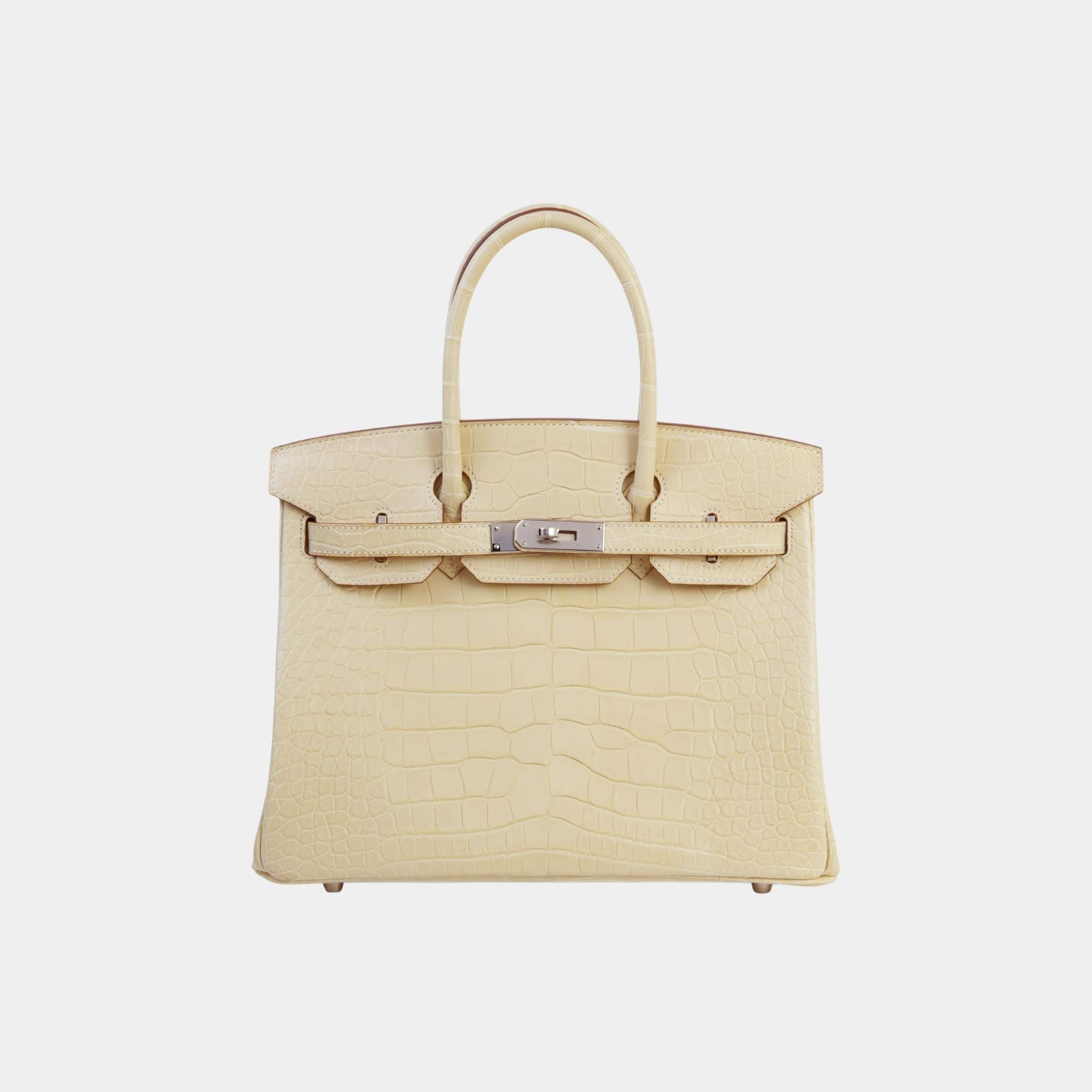 Hermes Birkin 30 Matte Alligator Vanille PHW, Front
