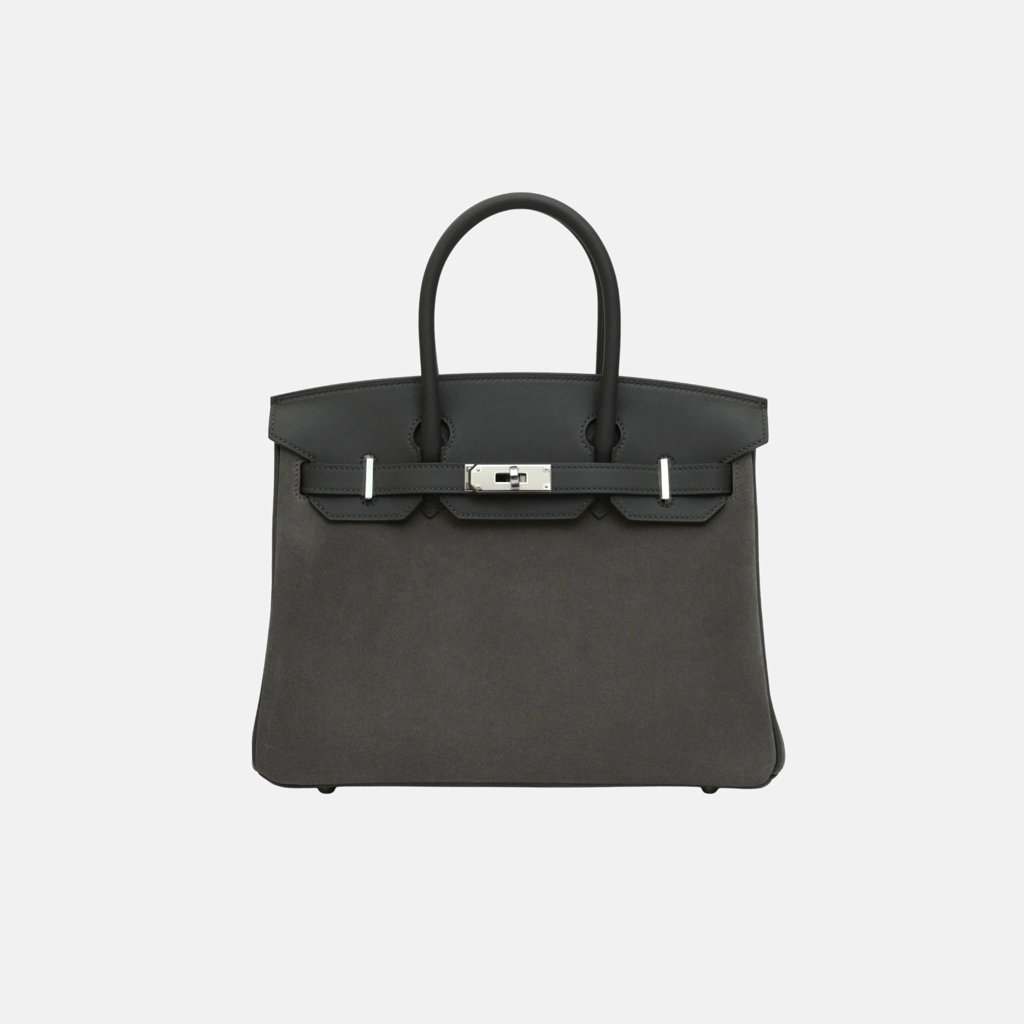 Hermes Birkin 30 Vert Mangrove Swift Doblis Suede PHW, Front