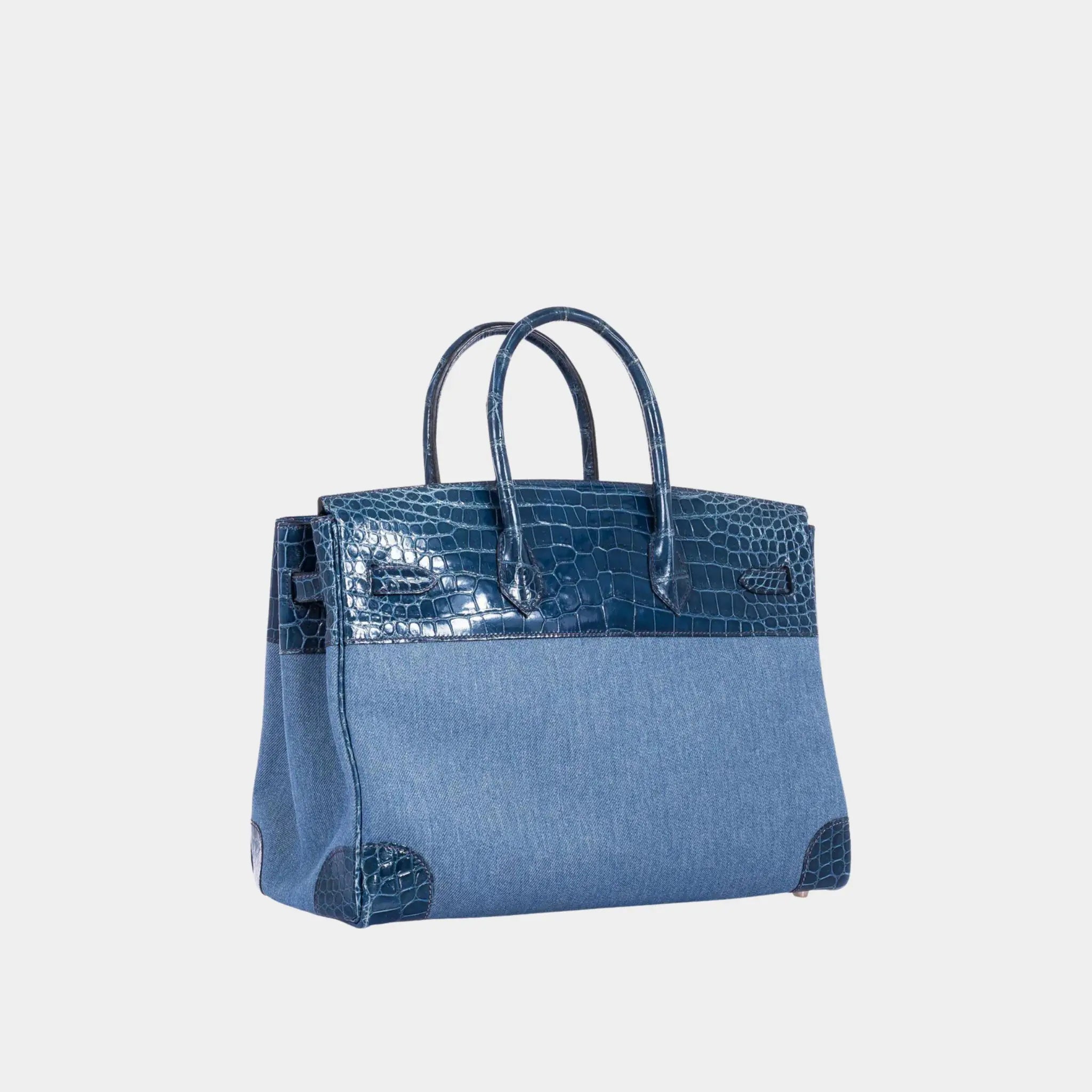 Hermes Birkin 35 Porosus Crocodile & Denim Blue Roi PHW