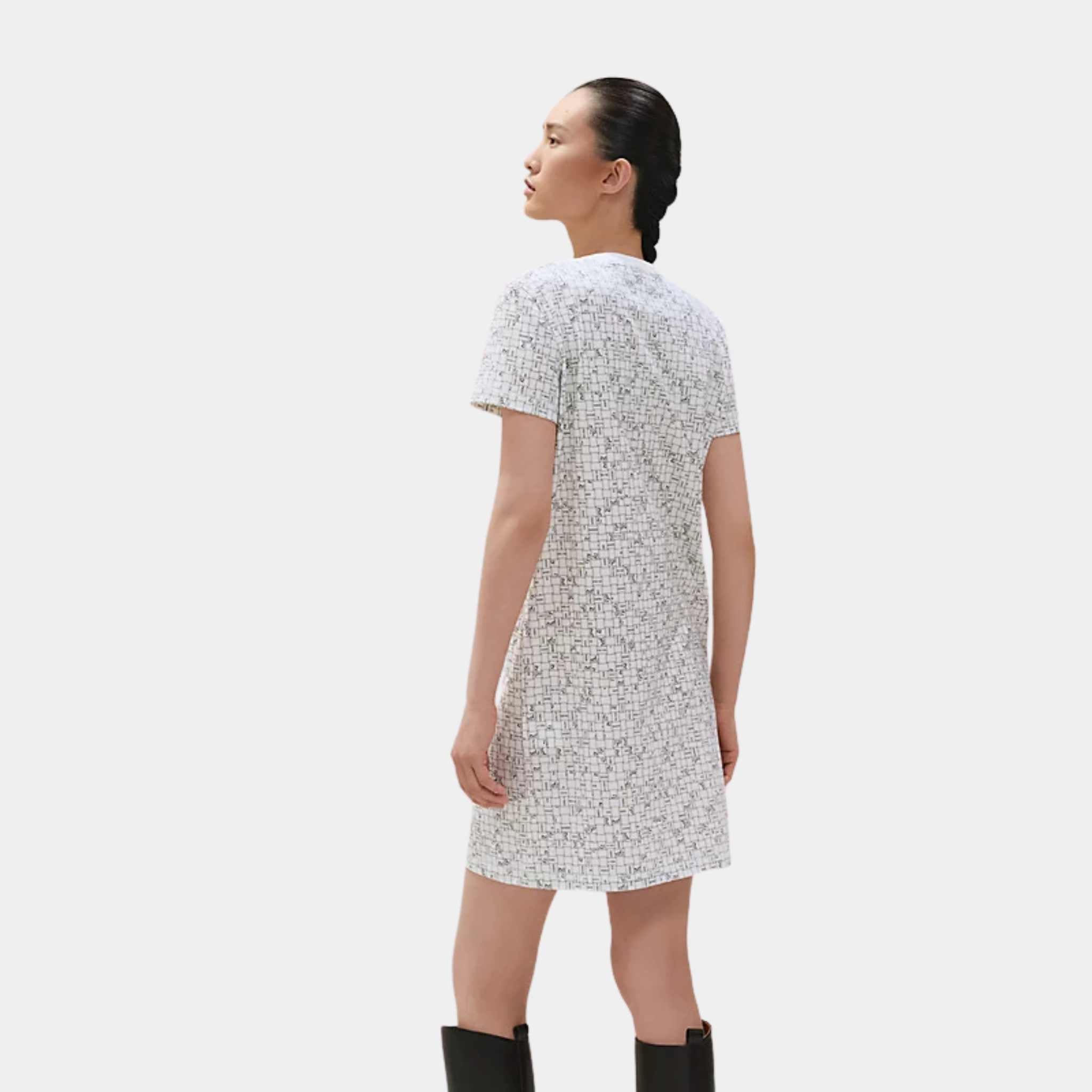 Hermes Bolduc Au Carre Straight Dress Blanc Casse, Front,Side, Model