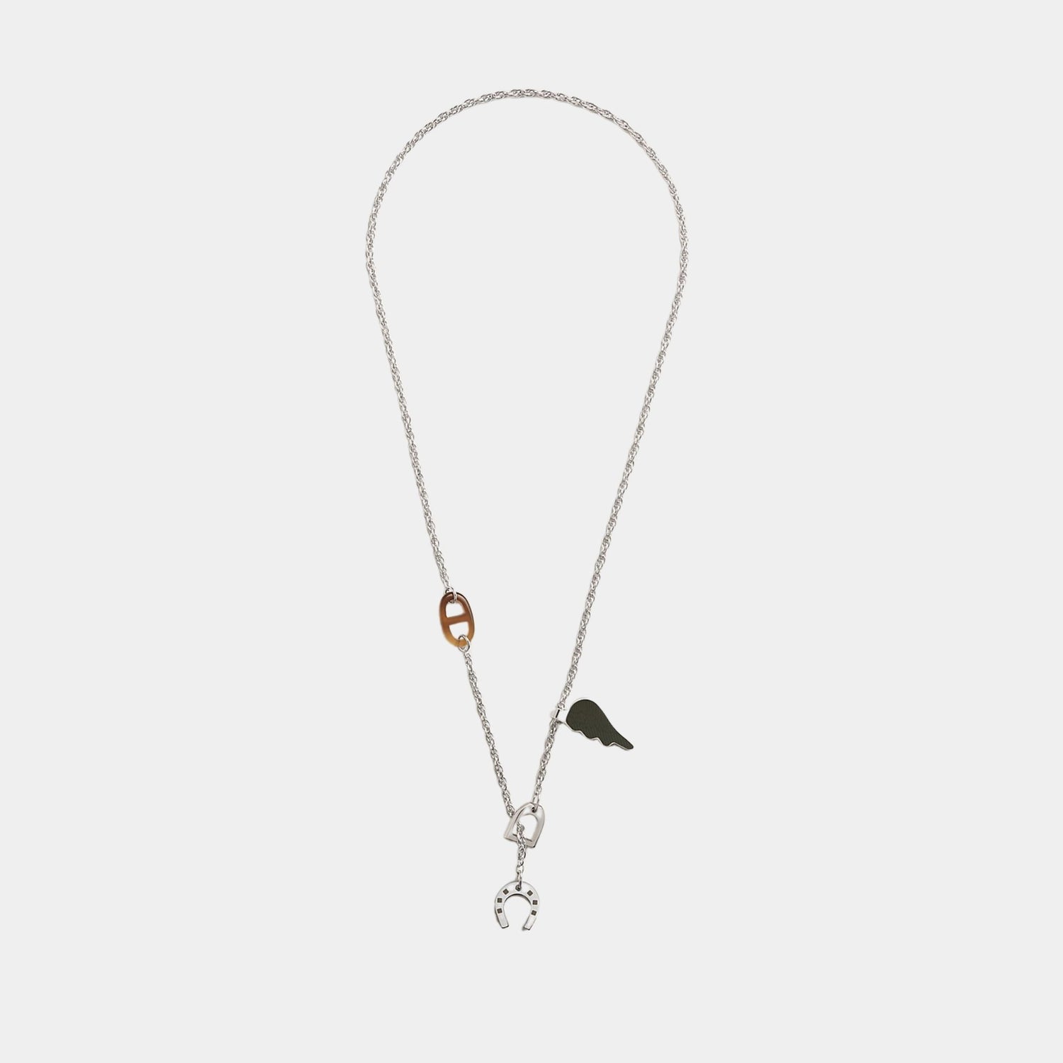 Hermes Bon Voyage Necklace, Vert Veronese, Kaki, Front