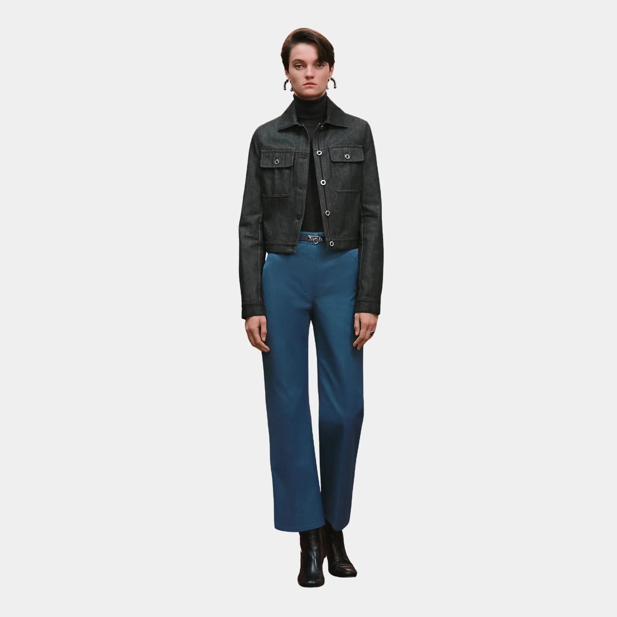 Bootcut Pants in Double Stretch Cotton Twill