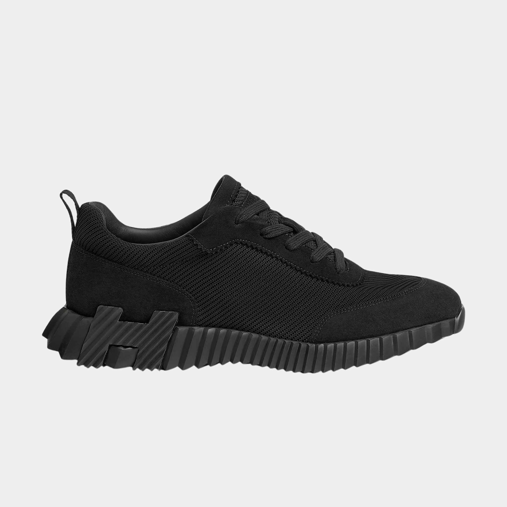 Hermes Bouncing Sneaker in Technical Mesh and Suede Men, Noir, Side
