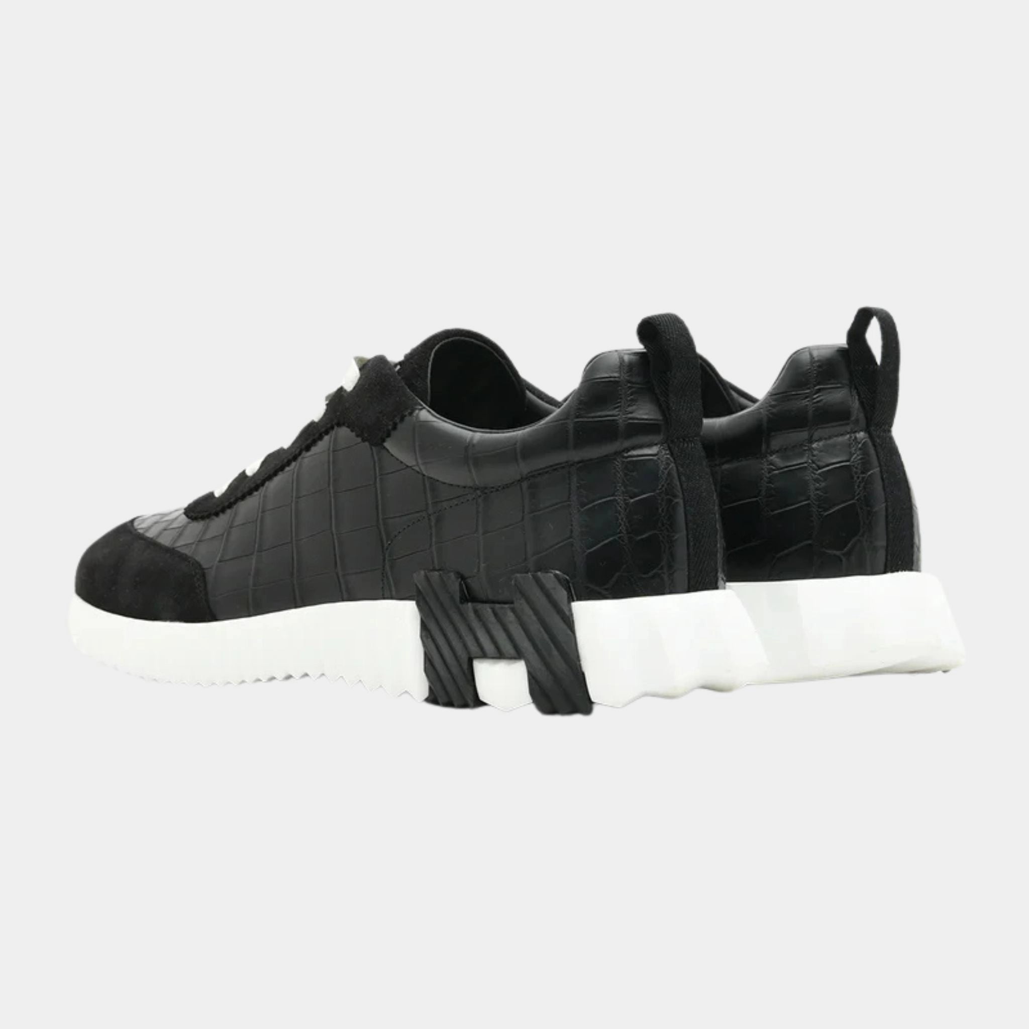 Hermes Bouncing Sneaker Suede Matte Niloticus Crocodile, Back, Black