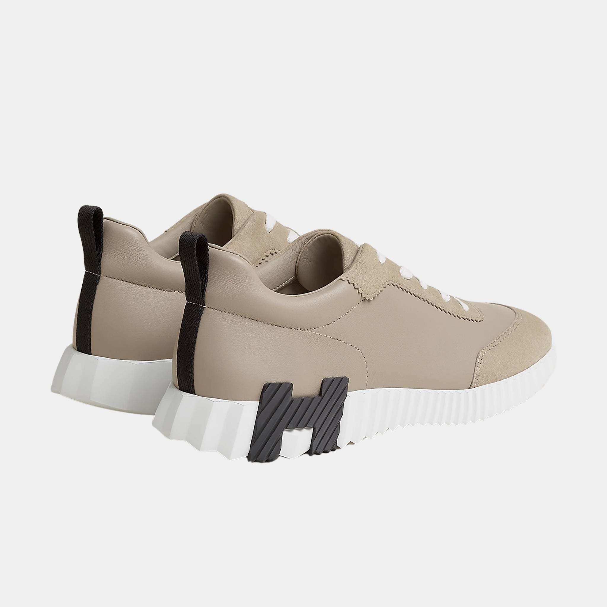 Hermes Bouncing Sneaker Suede Toe Cap Calfskin Men, Beige Galet, Back