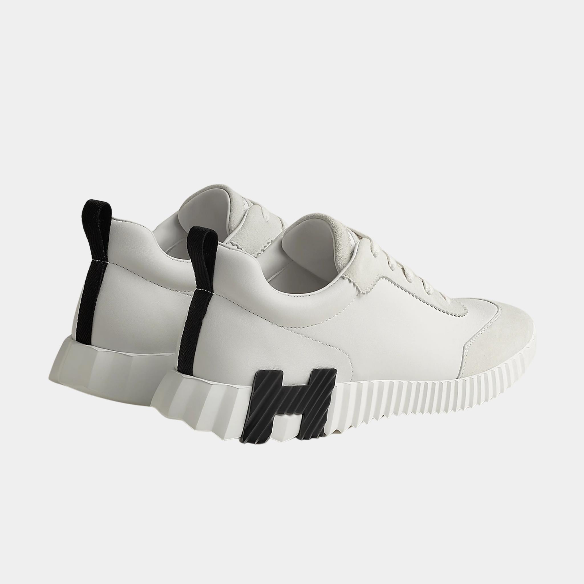 Hermes Bouncing Sneaker Suede Toe Cap Calfskin Men, Blanc, Back