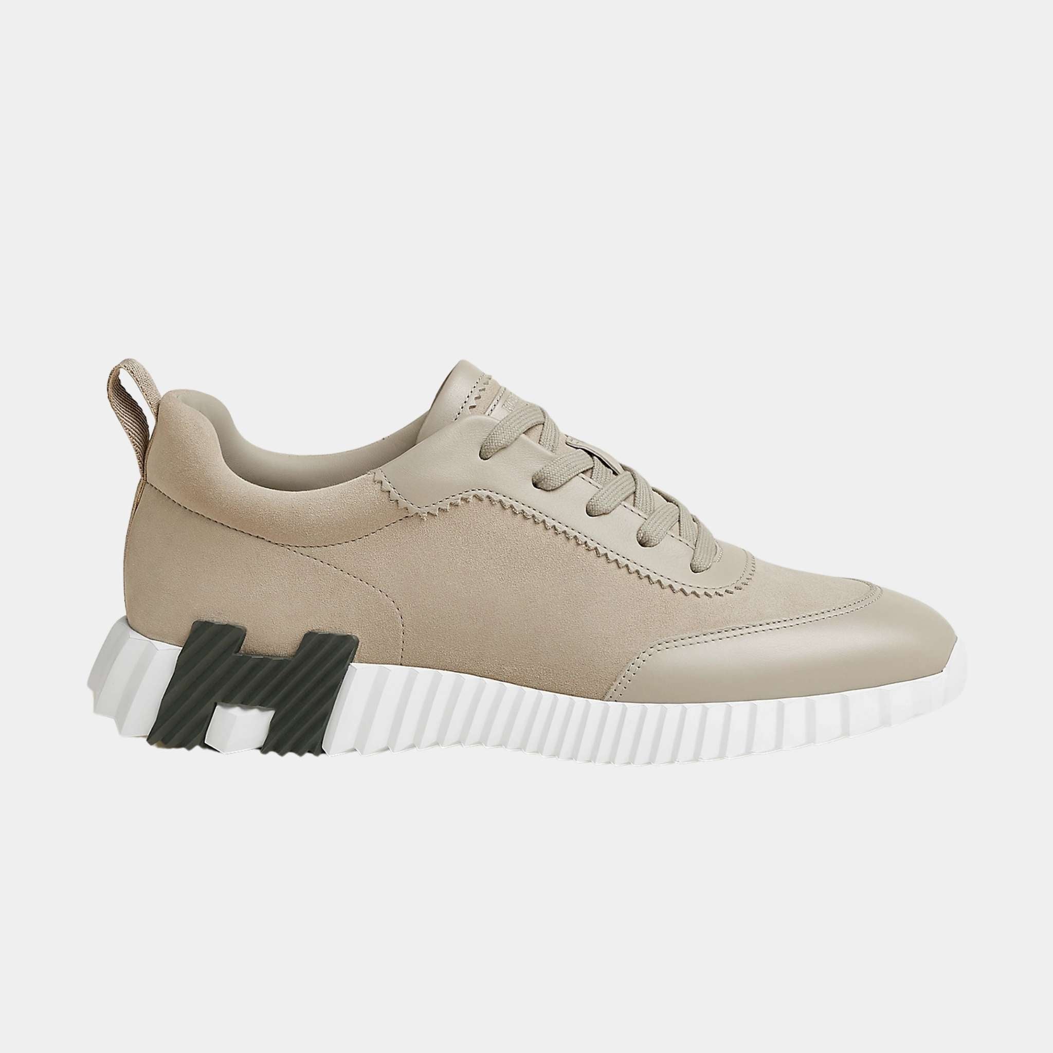 Hermes Bouncing Sneaker Suede Upper Calfskin Men, Beige Esquisse, Side