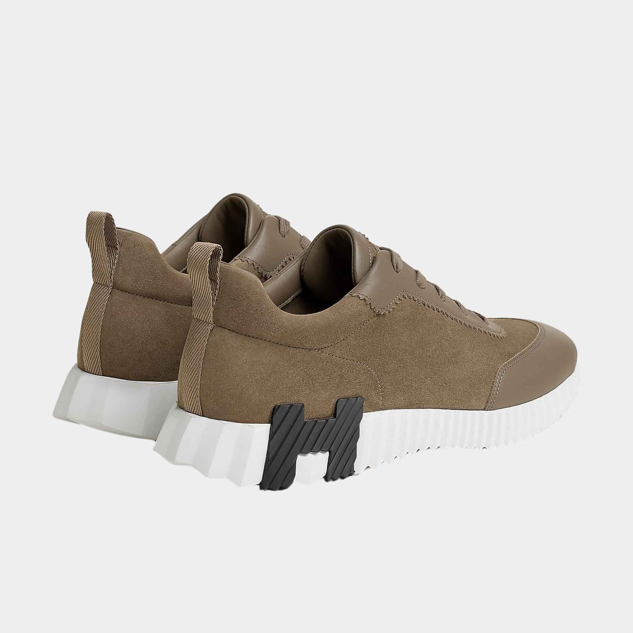 Hermes Bouncing Sneaker Suede Upper Calfskin Men, Etoupe, Back