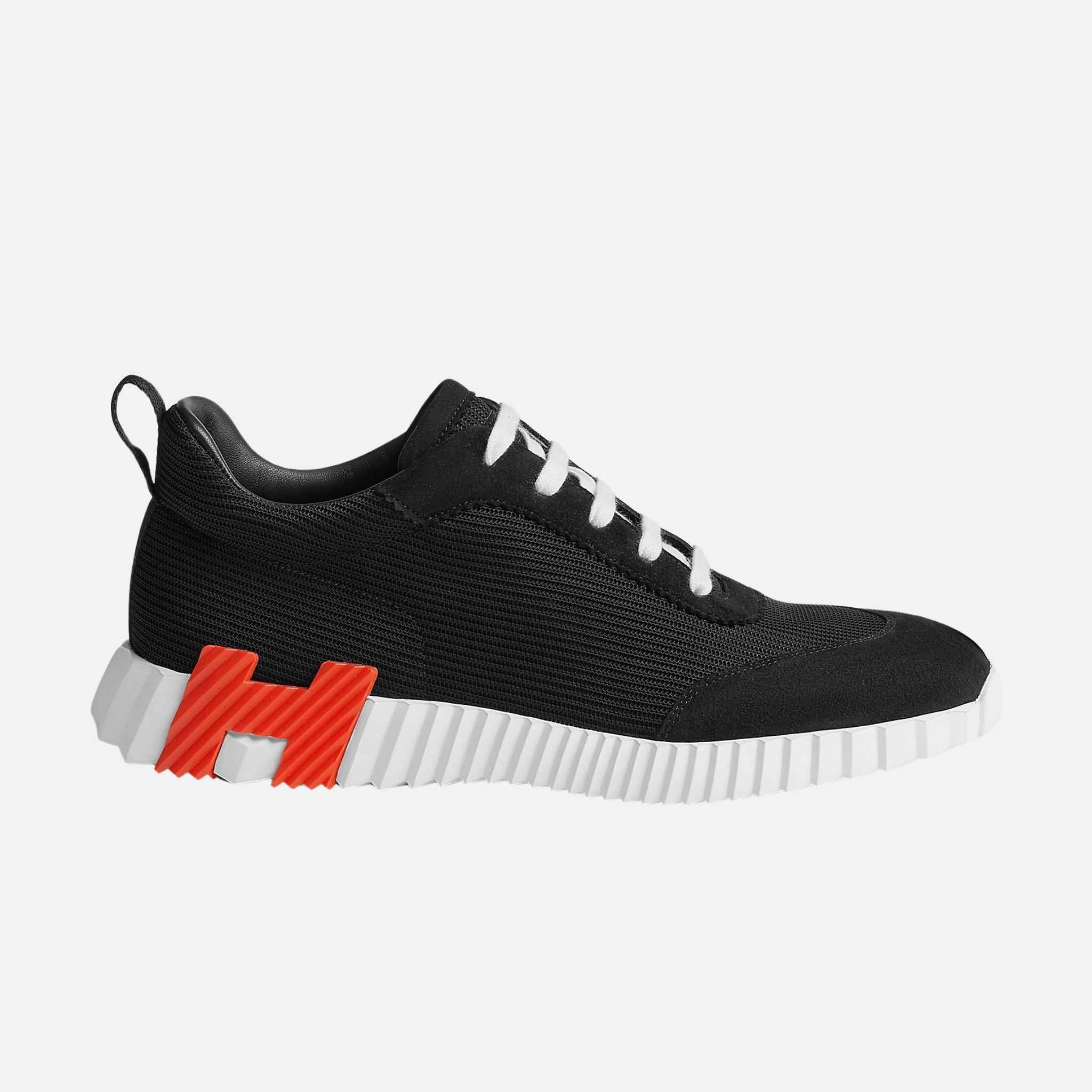 Hermes Bouncing Sneaker Technical Mesh and Suede Men, Gris Temperance, Side