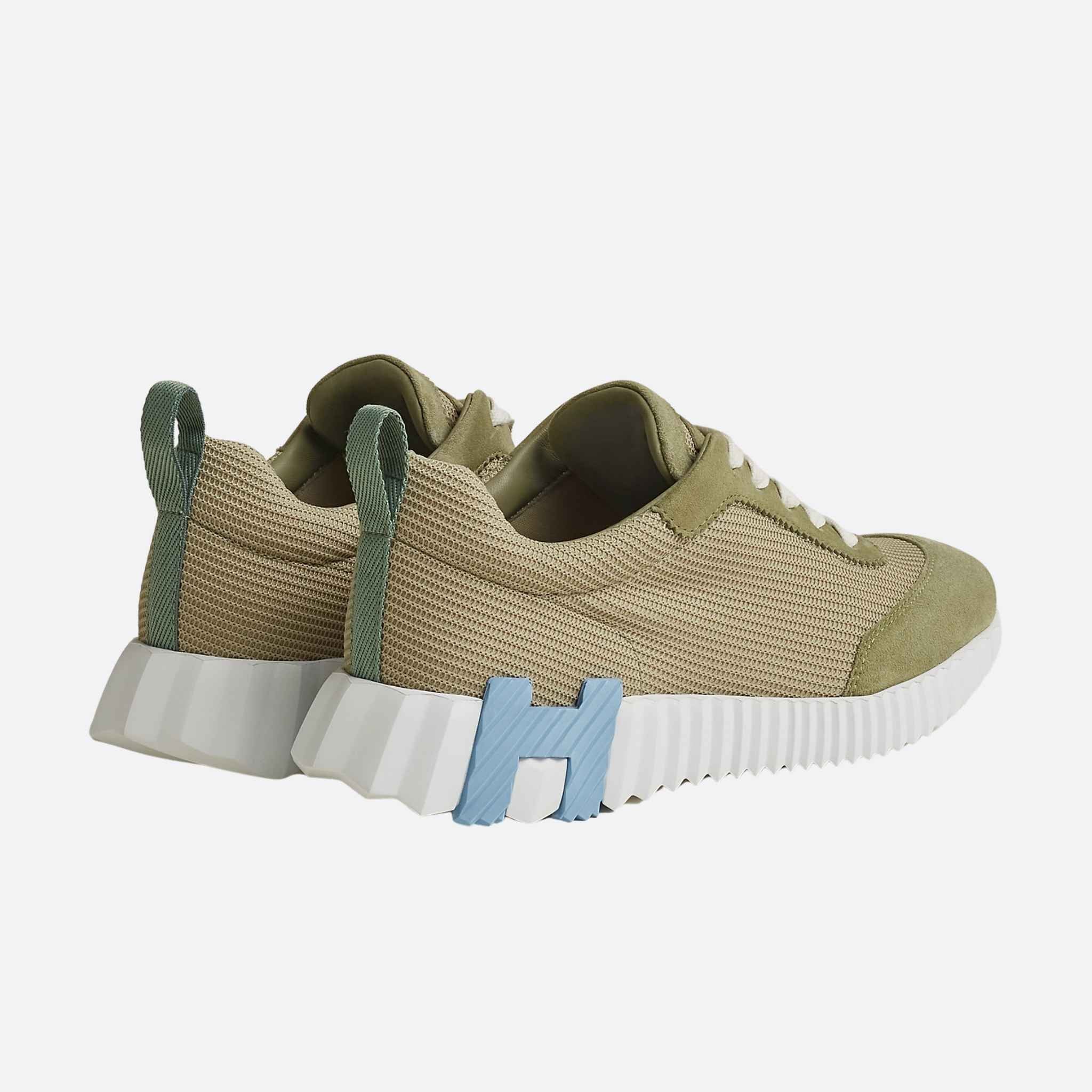 Hermes Bouncing Sneaker Technical Mesh Suede Women, Vert Celadon, Back