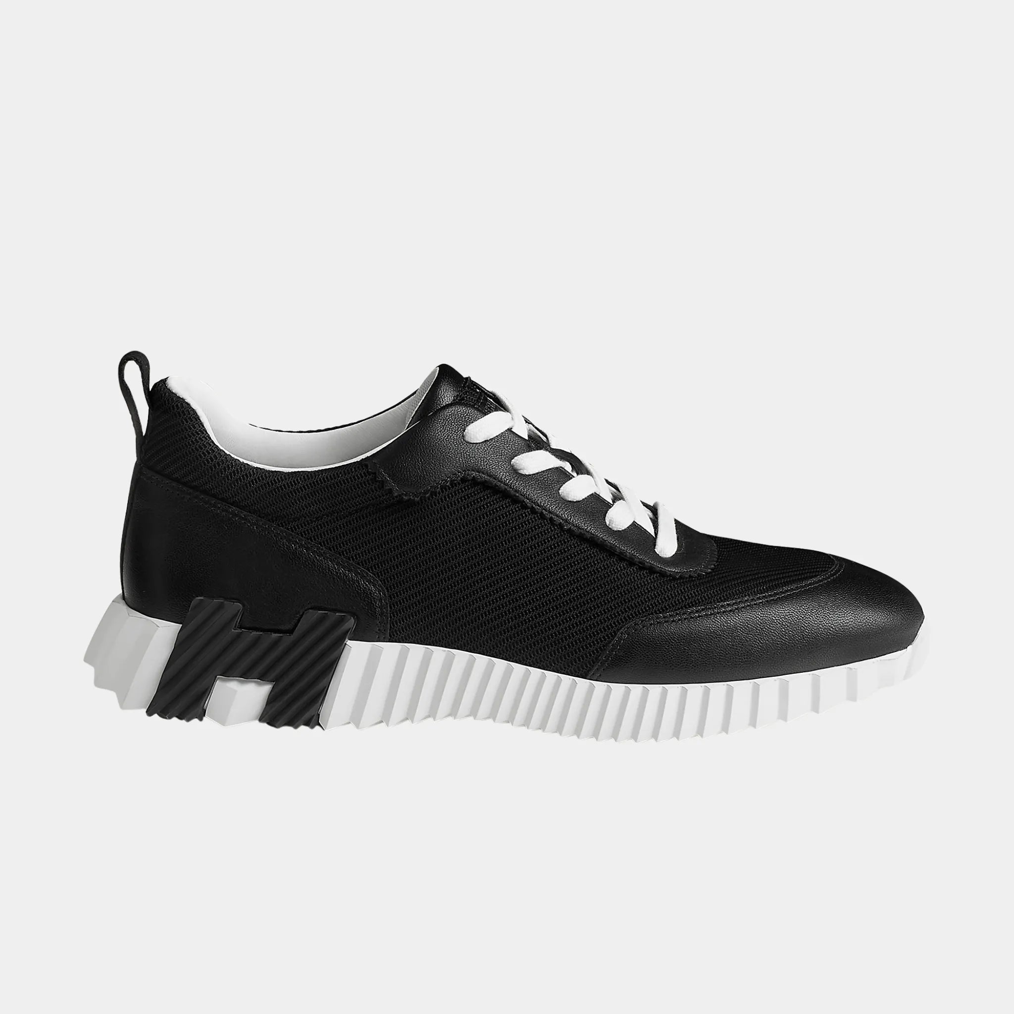 Hermes Bouncing Sneakers in Technical Mesh and Sporty Goatskin, Noir, Side
