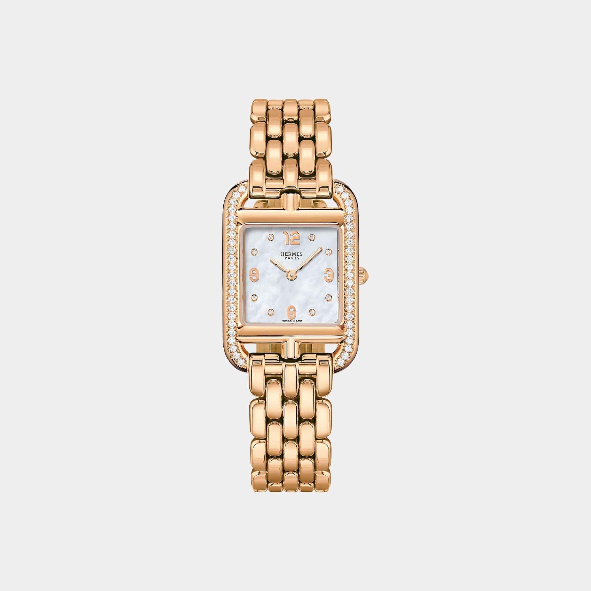 Hermes Cape Cod 31 mm Set-In Rose Gold With Rose Gold Bracelet, Front