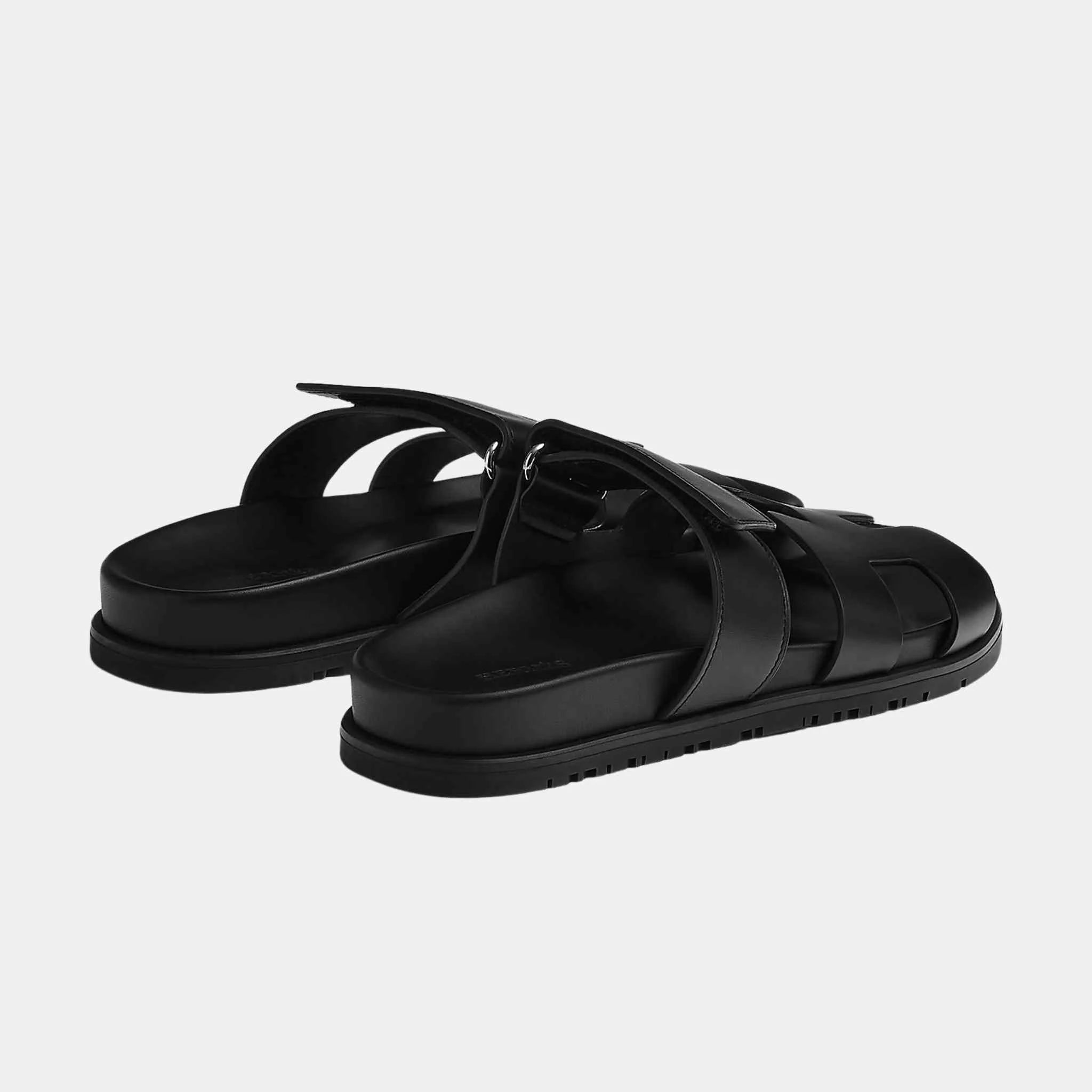 Hermes Chypre Sandal Calfskin Women, Black, Back