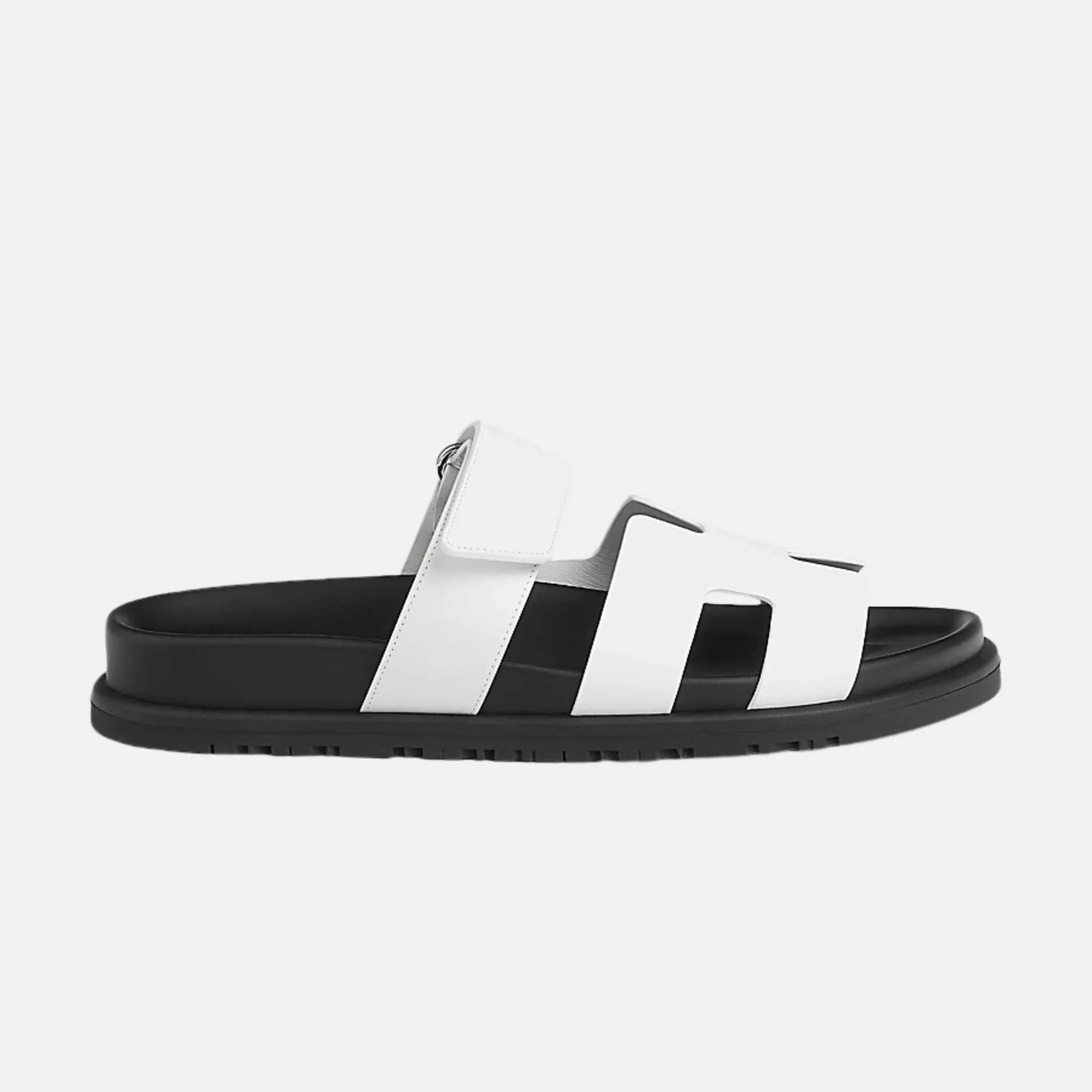 Hermes Chypre Sandal Calfskin Women, White, Side