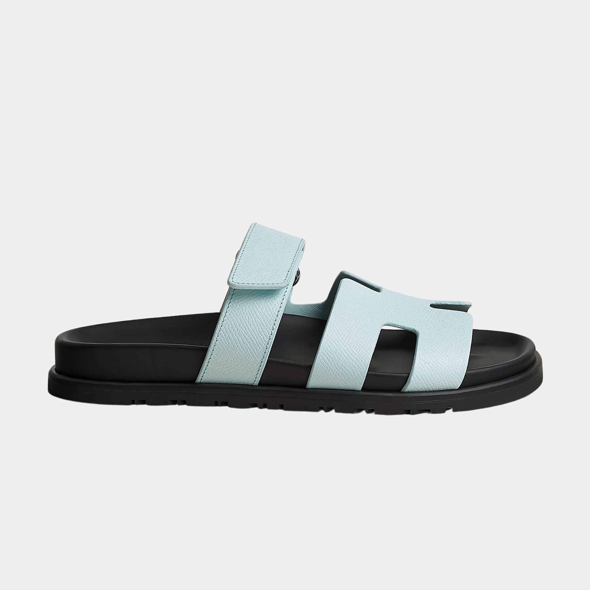 Hermes Chypre Sandal Epsom Women, Bleu Brume, Side