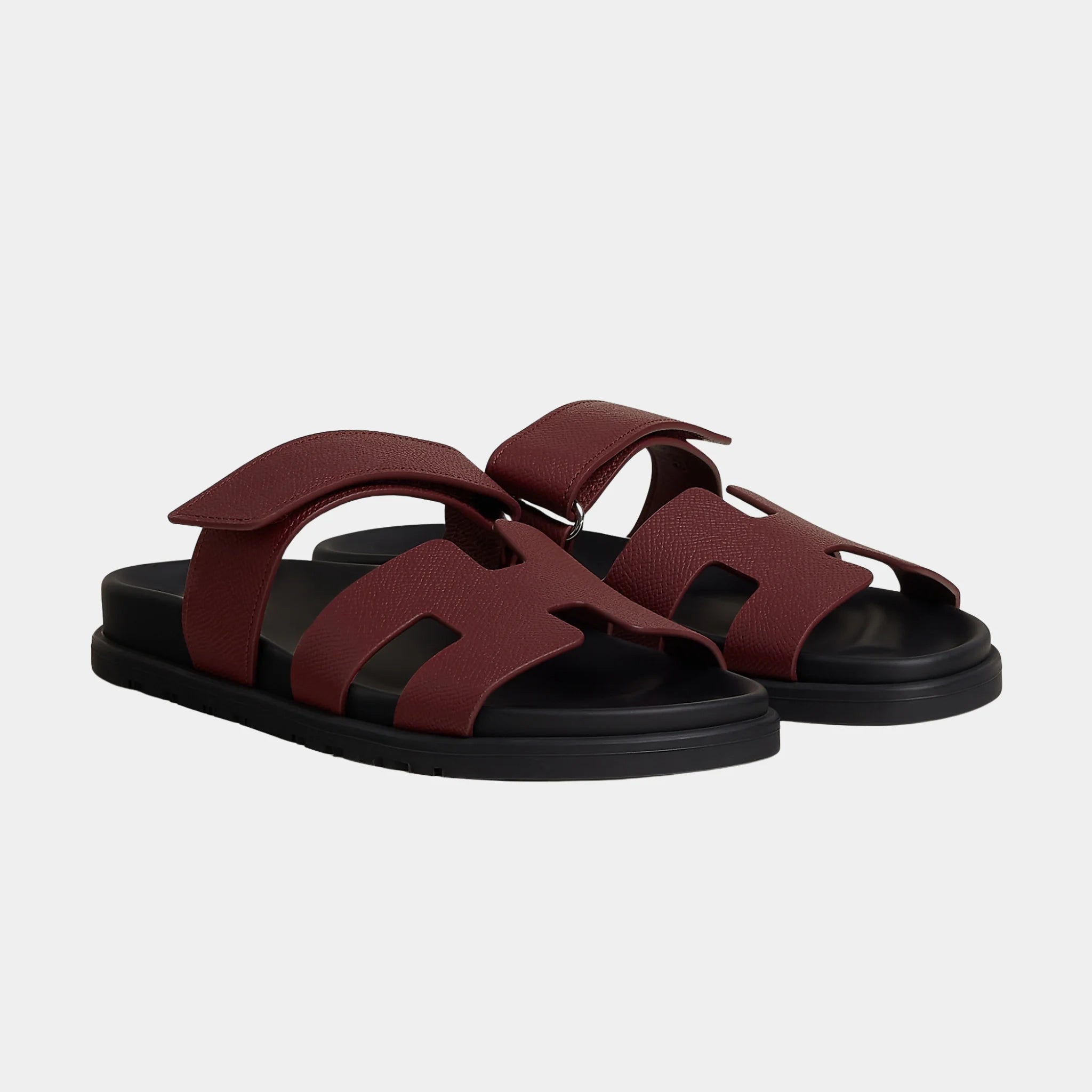 Hermes Chypre Sandal Epsom Women, Rouge H, Front