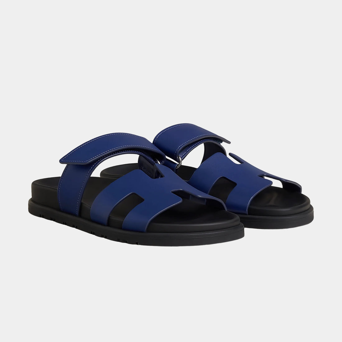 Hermes Chypre Sandal in Calfskin Women, Bleu Abysse, Front