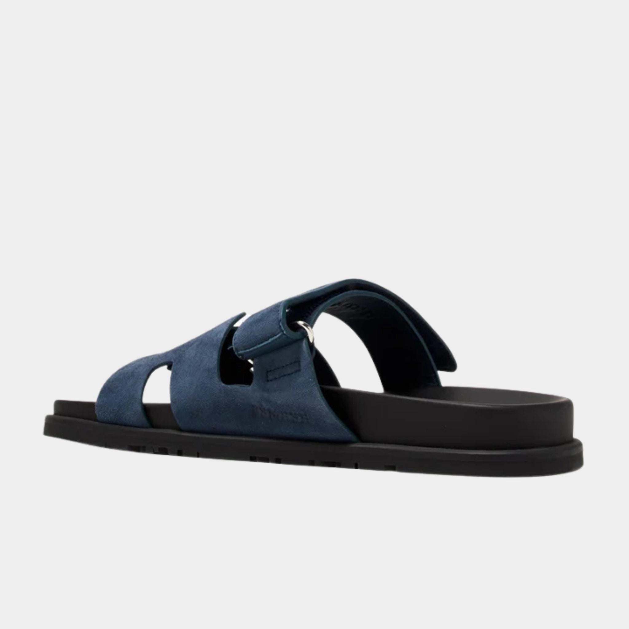 Hermes Chypre Sandals Suede Men, Bleu Celeste, Back