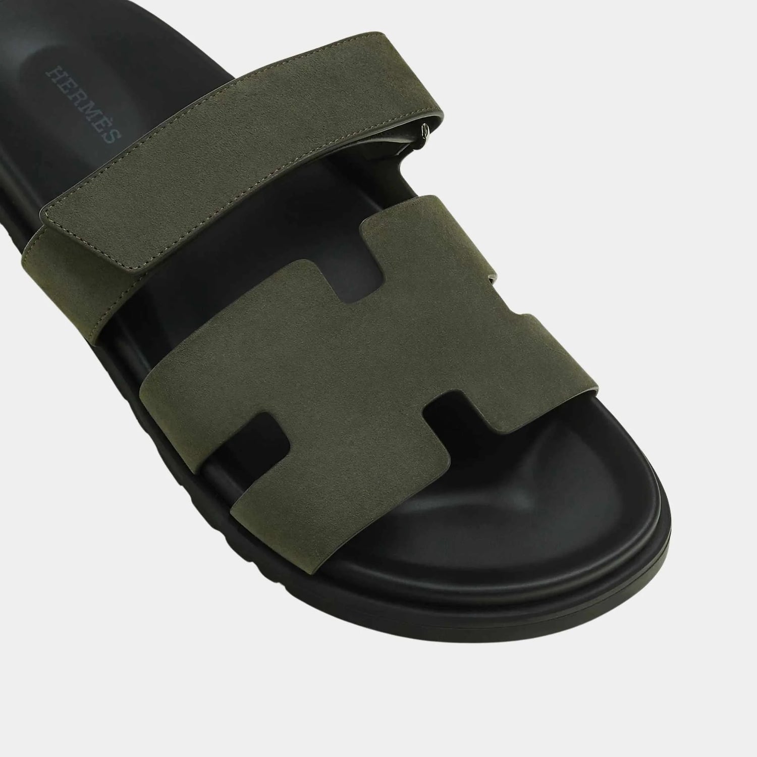 Hermes Chypre Sandals Suede Goatskin Men, Vert Foret, Top