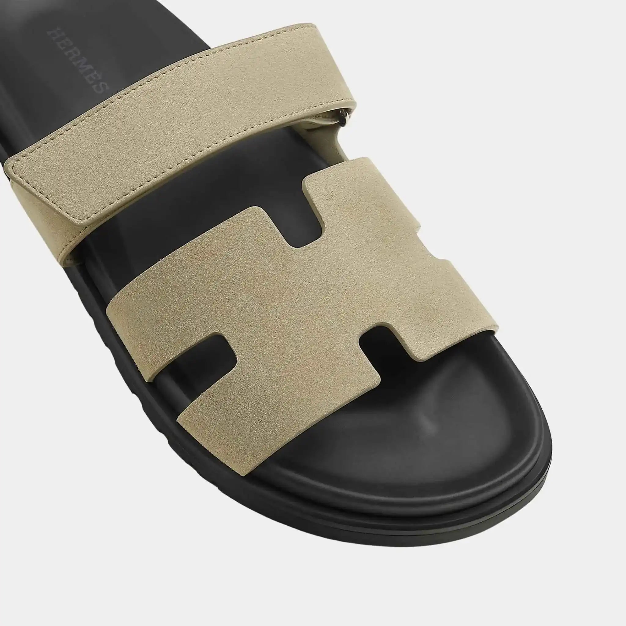 Hermes Chypre Sandals Suede Goatskin Men, Vert Mosaique, Top