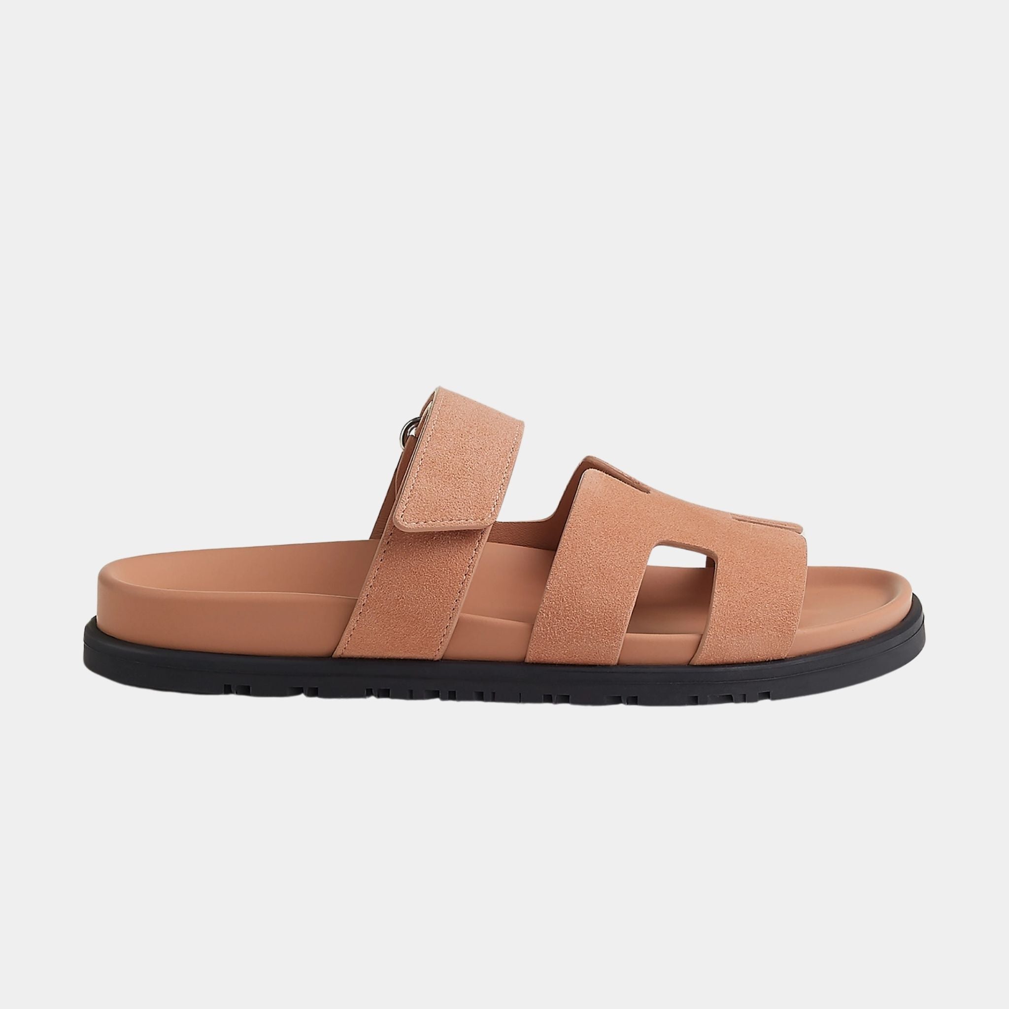 Hermes Chypre Sandals Suede Goatskin Women, Nude, Side