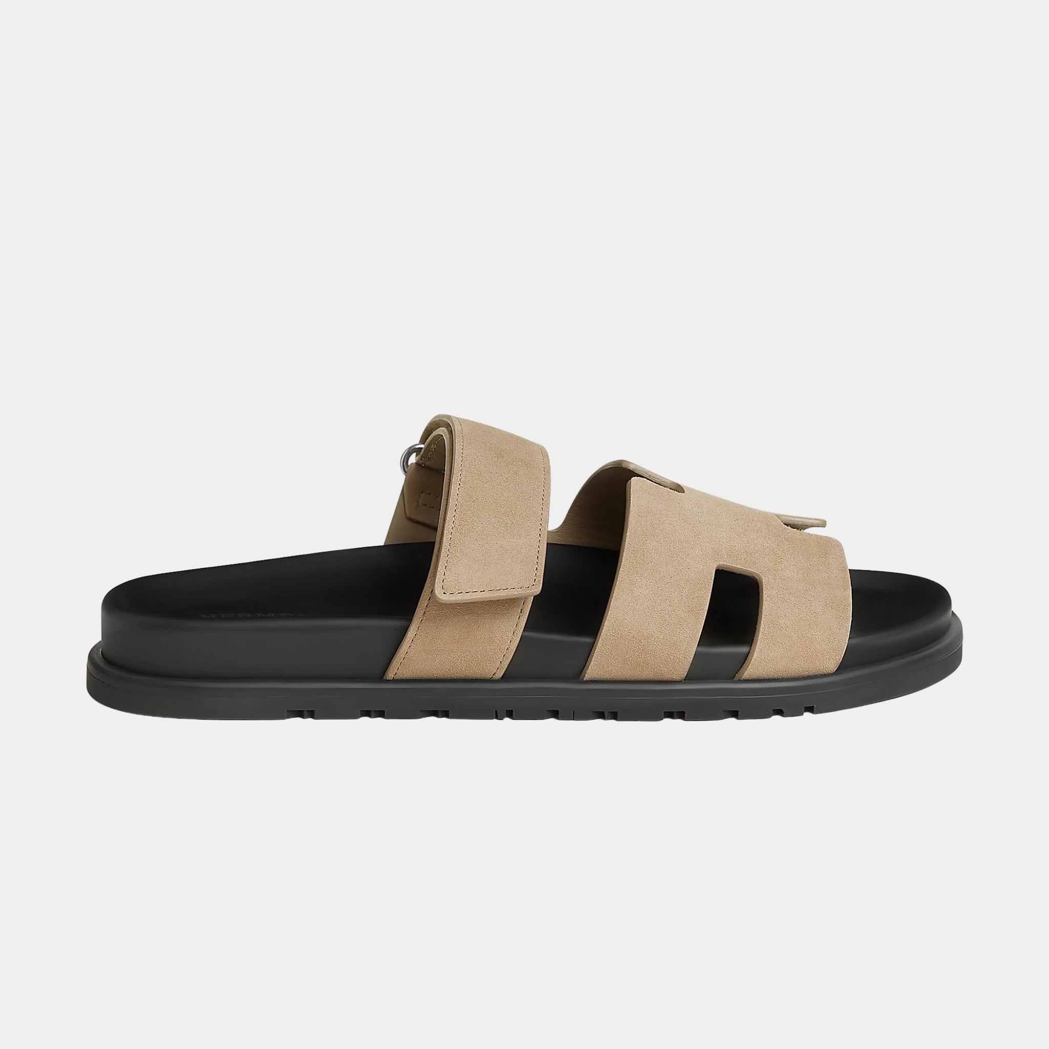 Hermes Chypre Sandals Suede Men, Beige Sable, Side