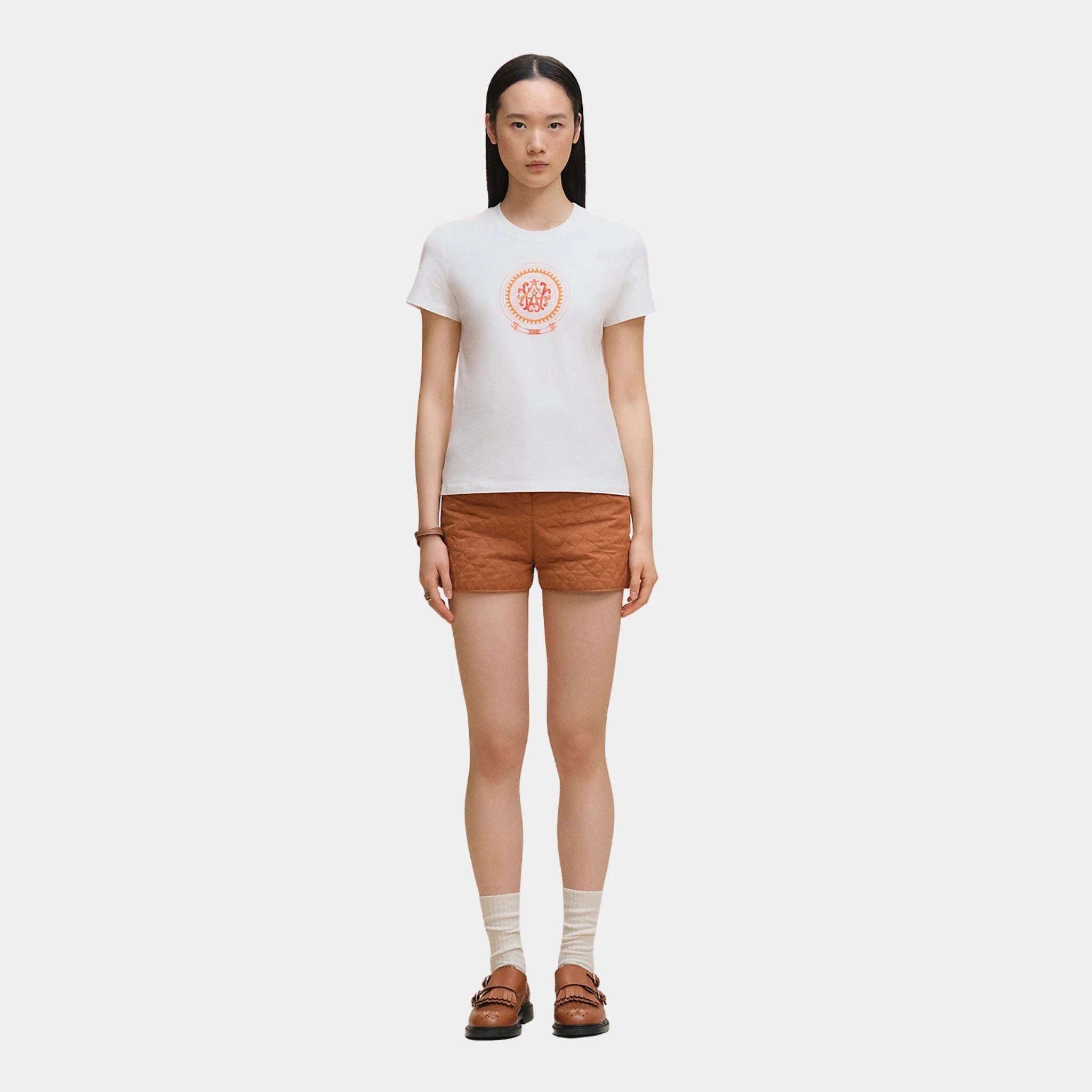 Hermes Coloriages de Jour Print Straight T-shirt, Blanc, Front