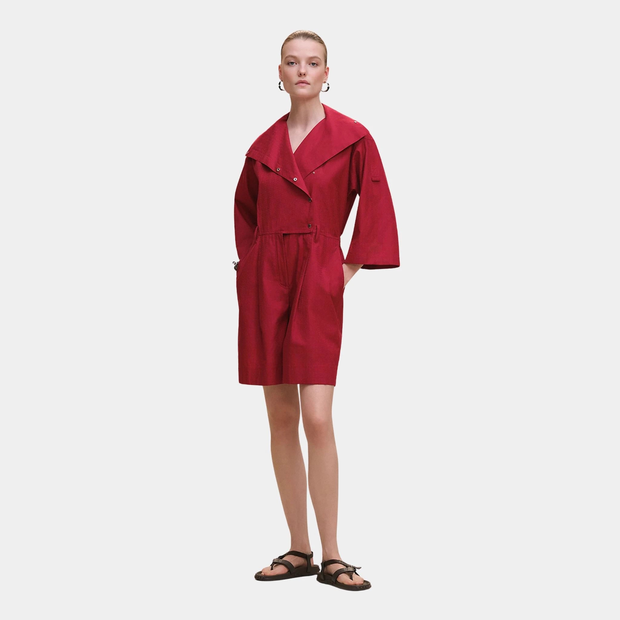 Hermes Combishort in Mosaique Printed Gauze, Rose Frambiose, Front