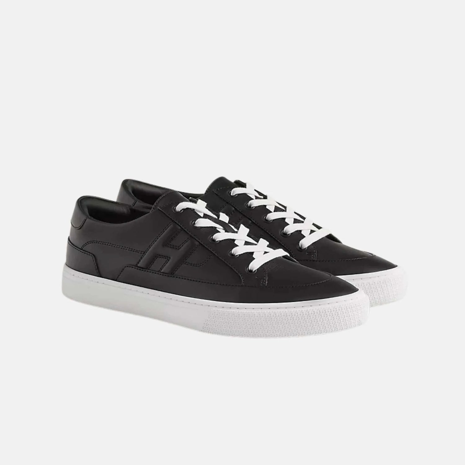 Hermes Deep Sneaker Calfskin Black , Front & Side