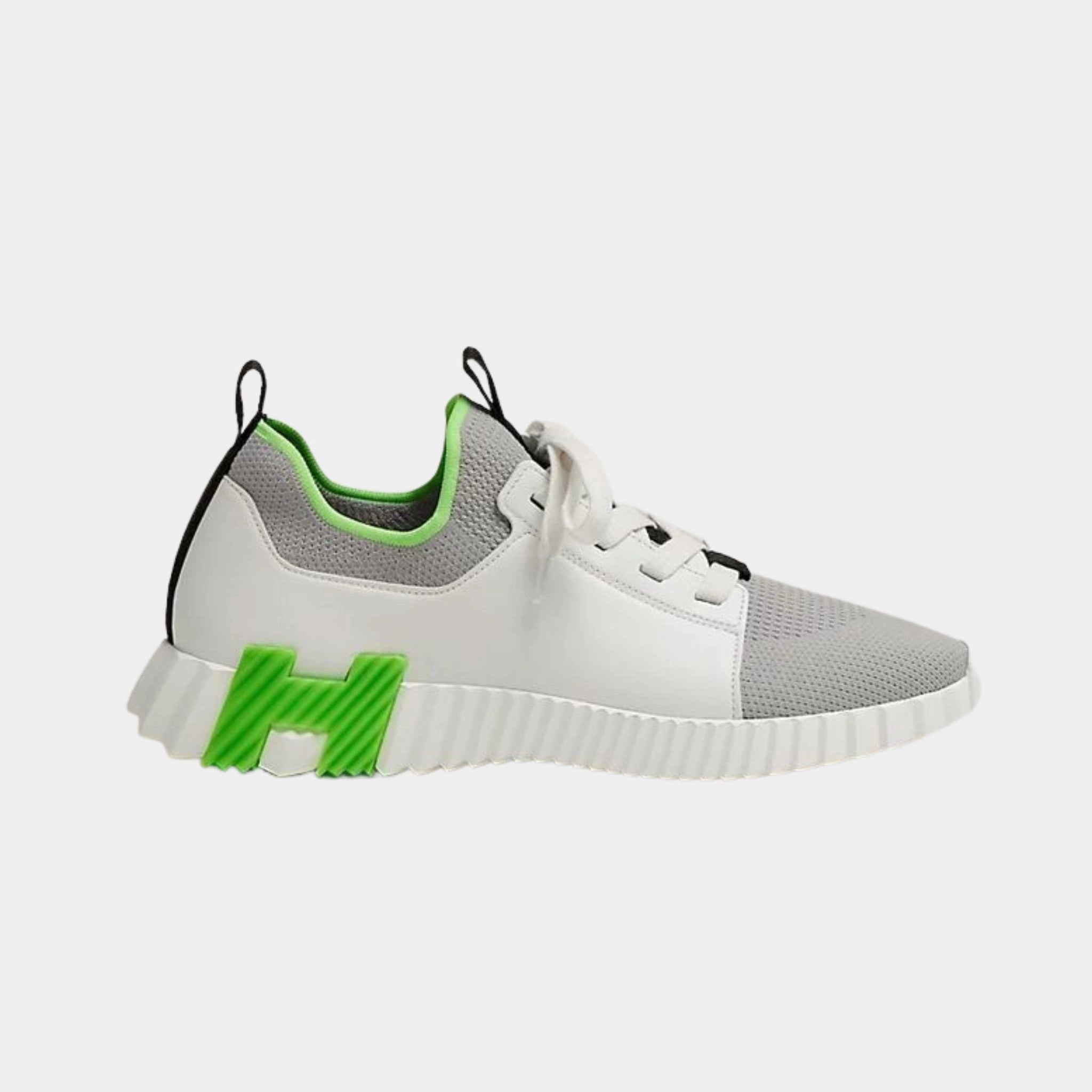 Hermes Depart slip-on sneaker, White, Green, Side