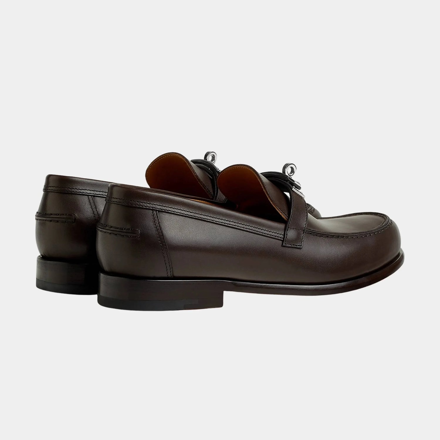 Hermes Destiny Loafers in Calfskin, Marron Ebene, Back